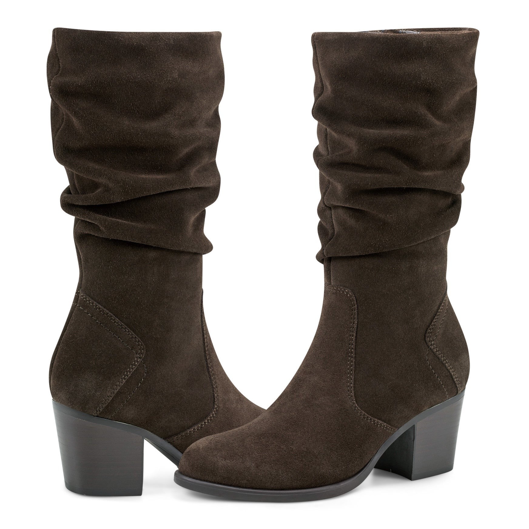 earth Vine Block Heel Almond Toe Casual Boot - Women's Cushioned Boot - Dark Brown - 7