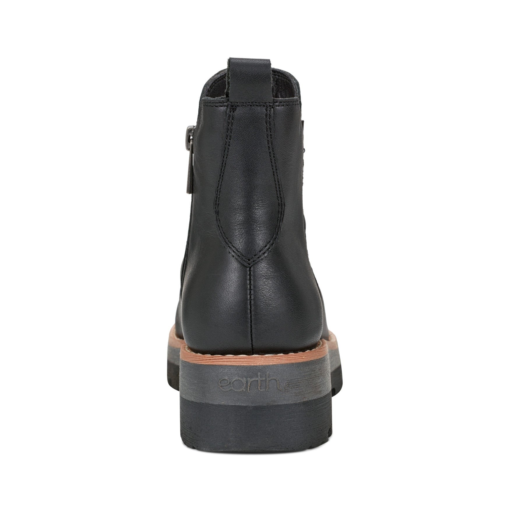 earth Yonder Waterproof Ruched Lug Sole Cushioned Women's Casual Boot - Black Leather - 4