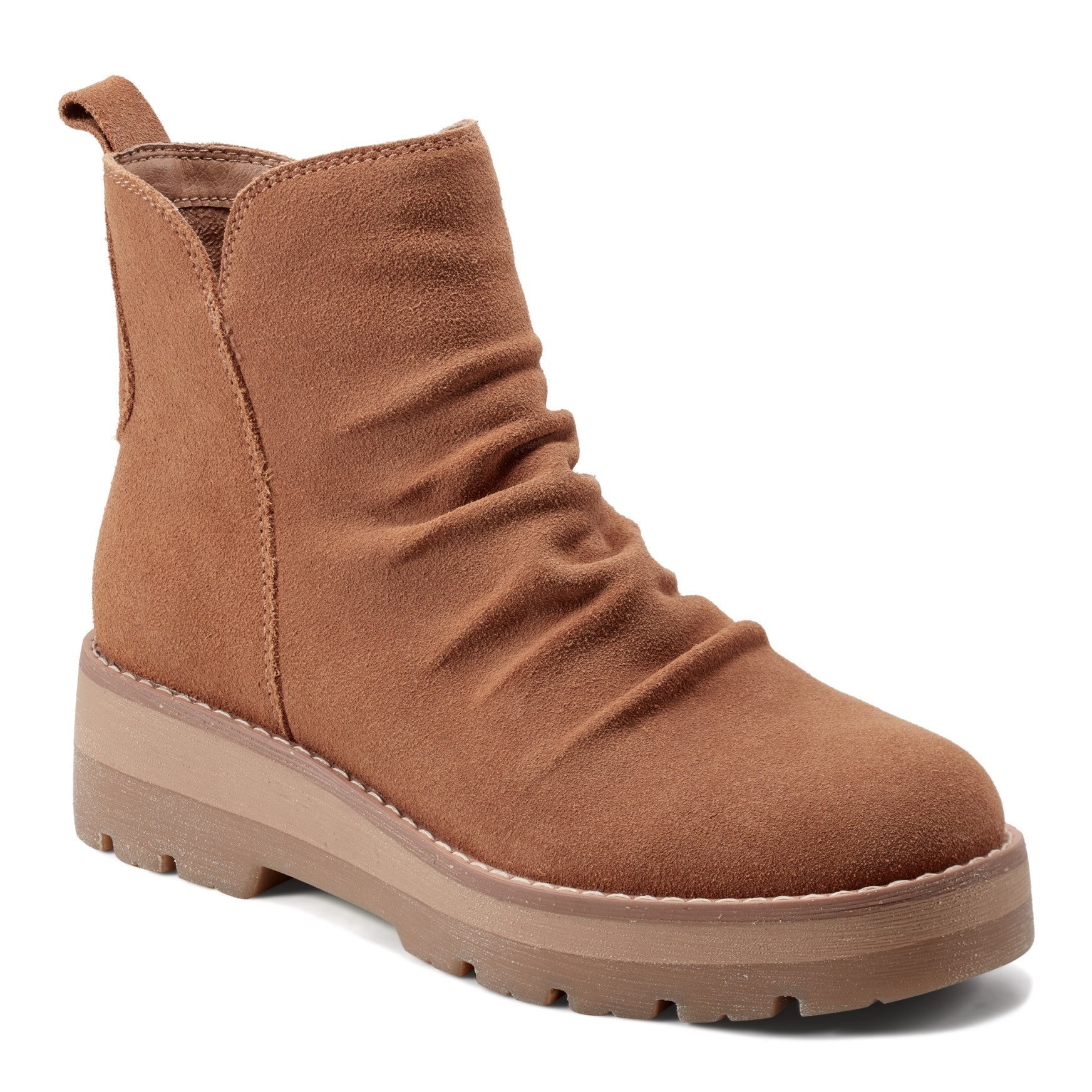 earth Yonder Waterproof Ruched Lug Sole Cushioned Women's Casual Boot - Medium Natural Suede - 2