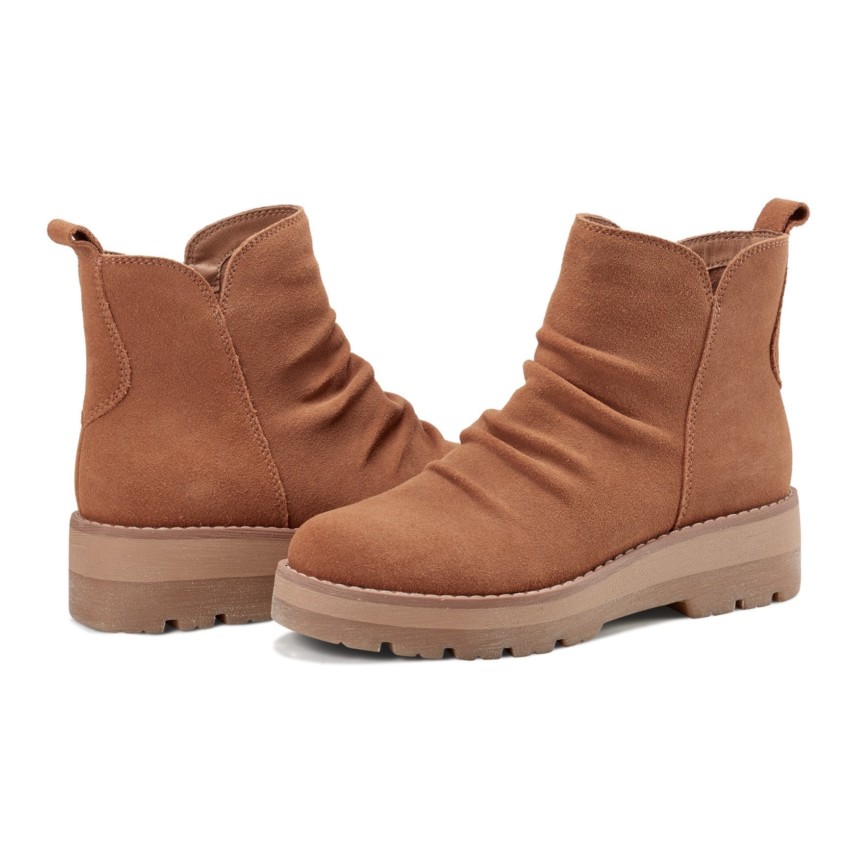 earth Yonder Waterproof Ruched Lug Sole Cushioned Women's Casual Boot - Medium Natural Suede - 7