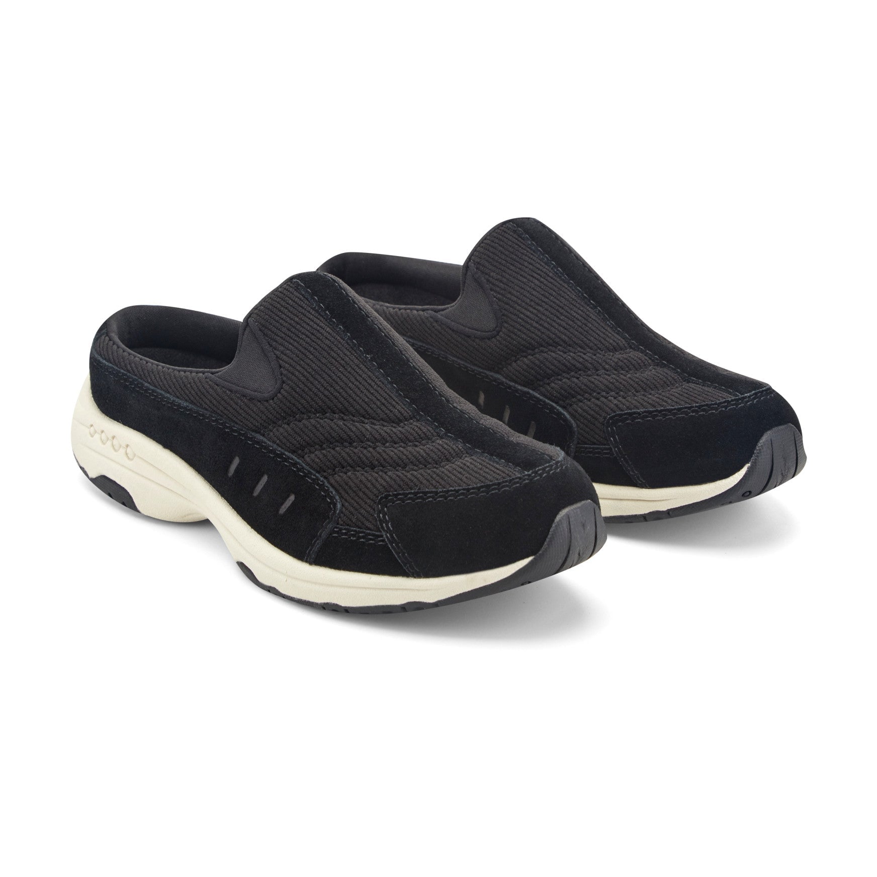 Easy Spirit Traveltime Suede and Corduroy Women's Clogs - Black Suede/Corduroy - View 2