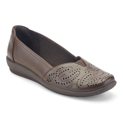 Easy Spirit Anika Women's Perforated Slip-On Flats - Dark Brown - View 1