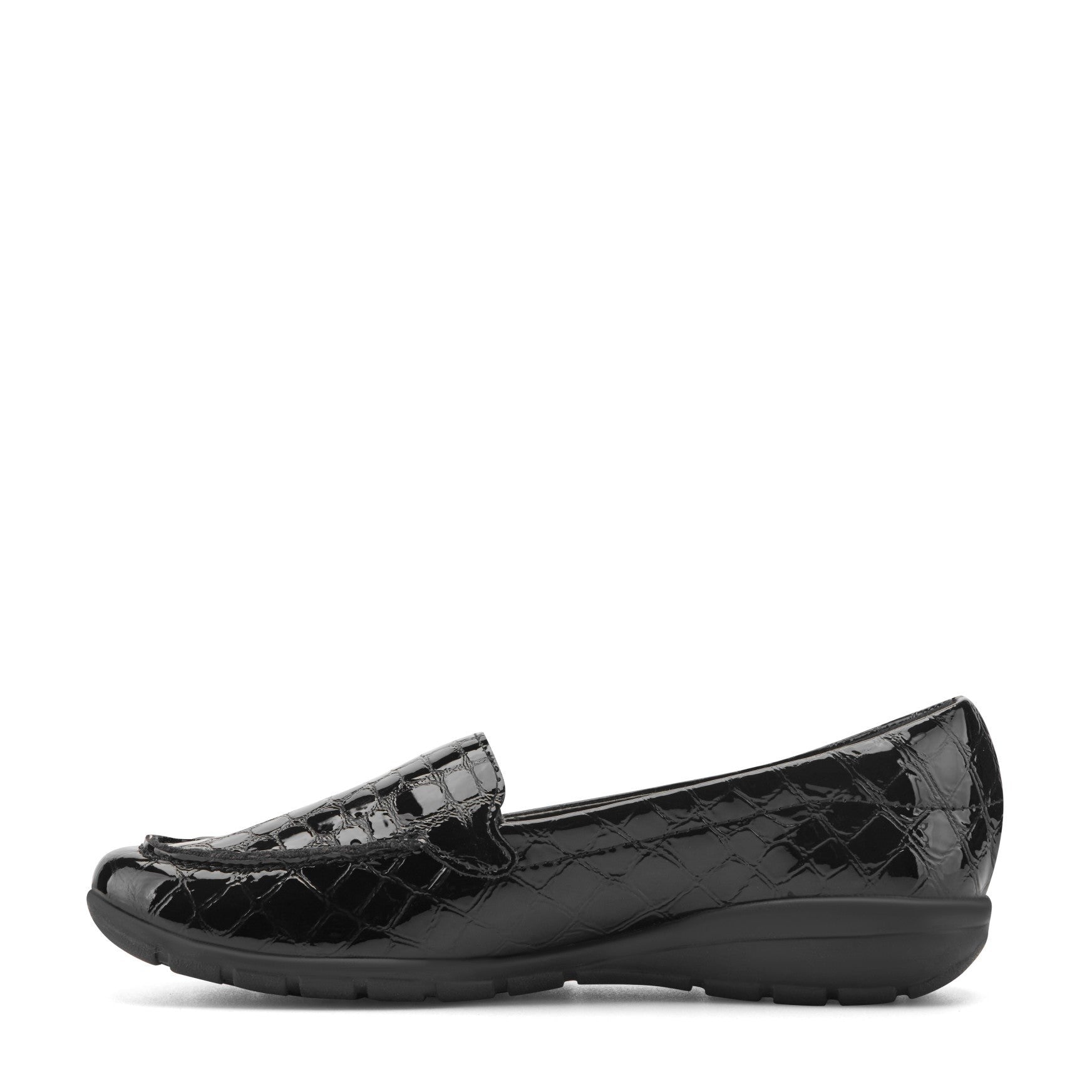 Easy Spirit Abide Croco Print Cushioned Arch Support Women's Casual Loafer - Black Croco Patent - 4
