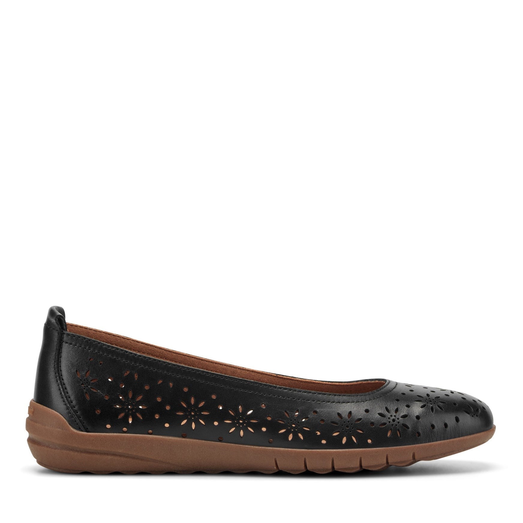 Easy Spirit Araceli Cushioned Arch Support Women's Ballet Flat - Black Leather - 1