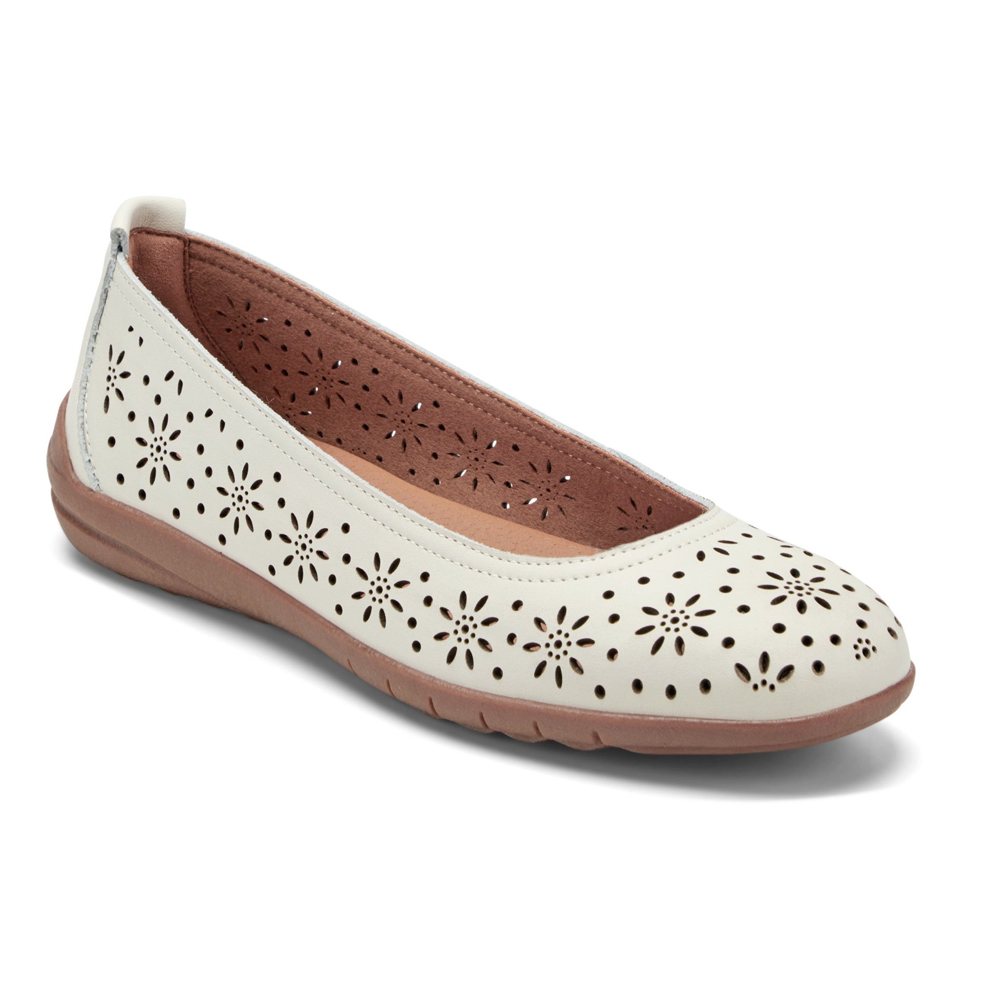 Easy Spirit Araceli Cushioned Arch Support Women's Ballet Flat - Ivory Leather - 2