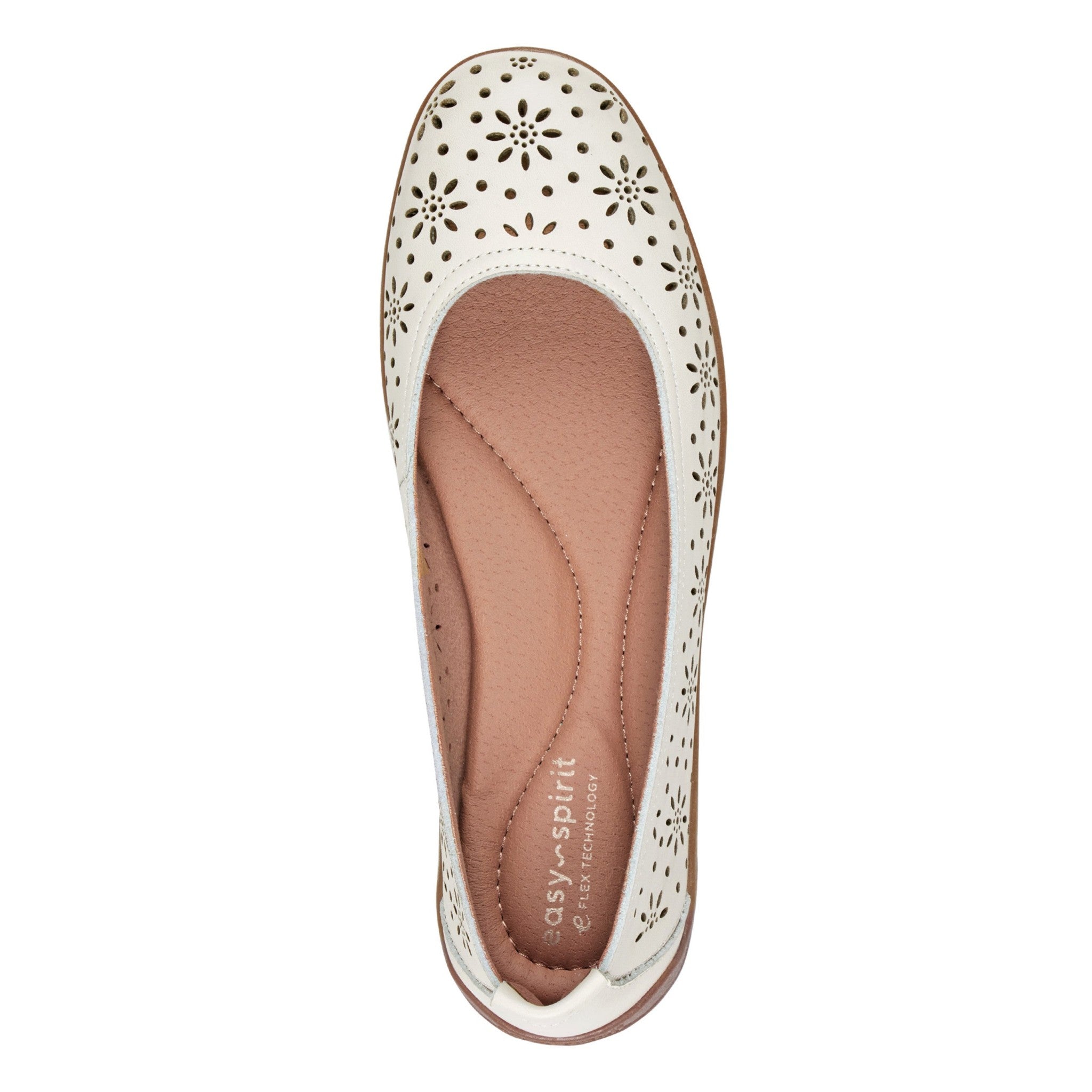 Easy Spirit Araceli Cushioned Arch Support Women's Ballet Flat - Ivory Leather - 5