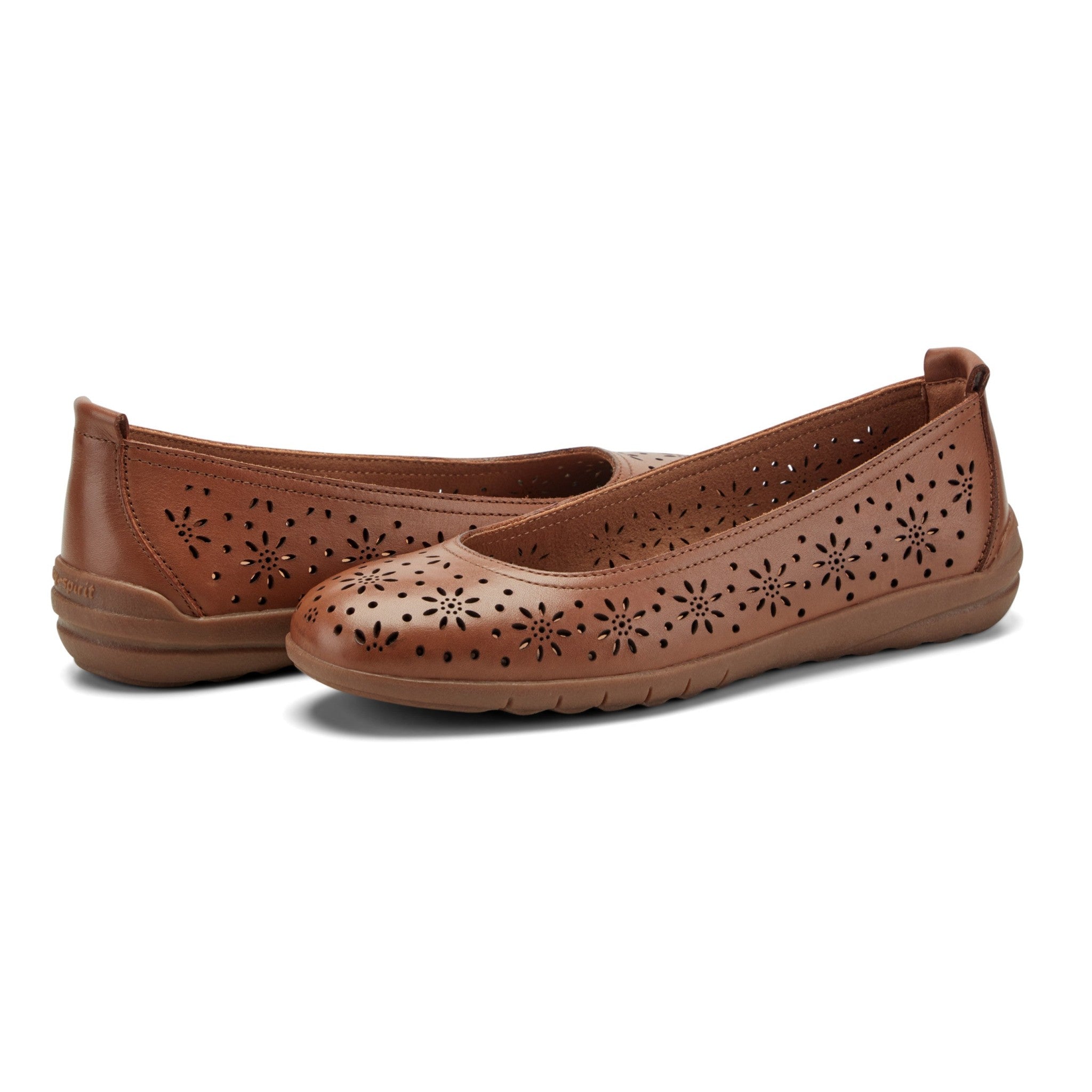 Easy Spirit Araceli Cushioned Arch Support Women's Ballet Flat - Medium Brown Leather - 7