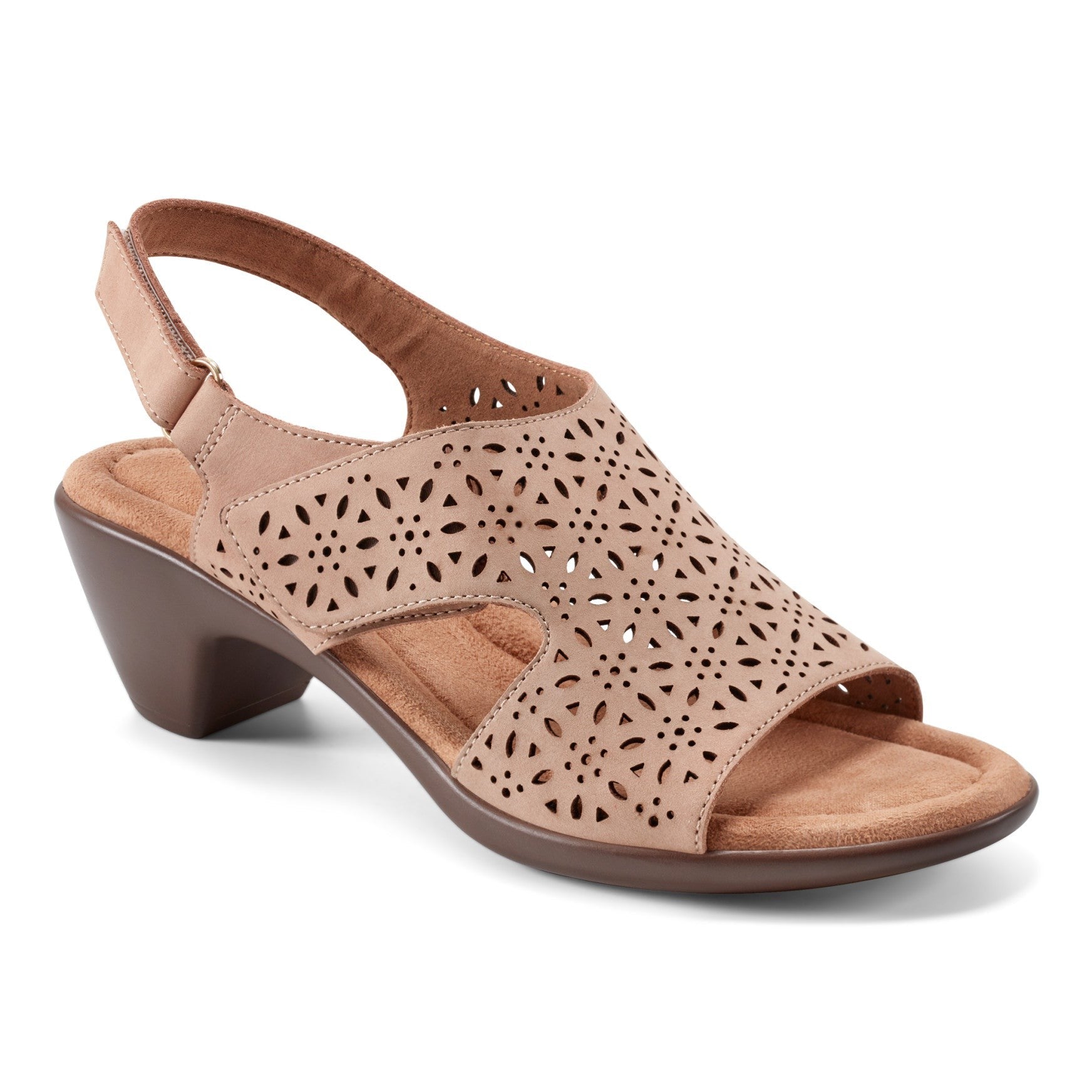 Easy Spirit Calix Cushioned Arch Support Women's Heeled Sandal - Natural Suede - 2