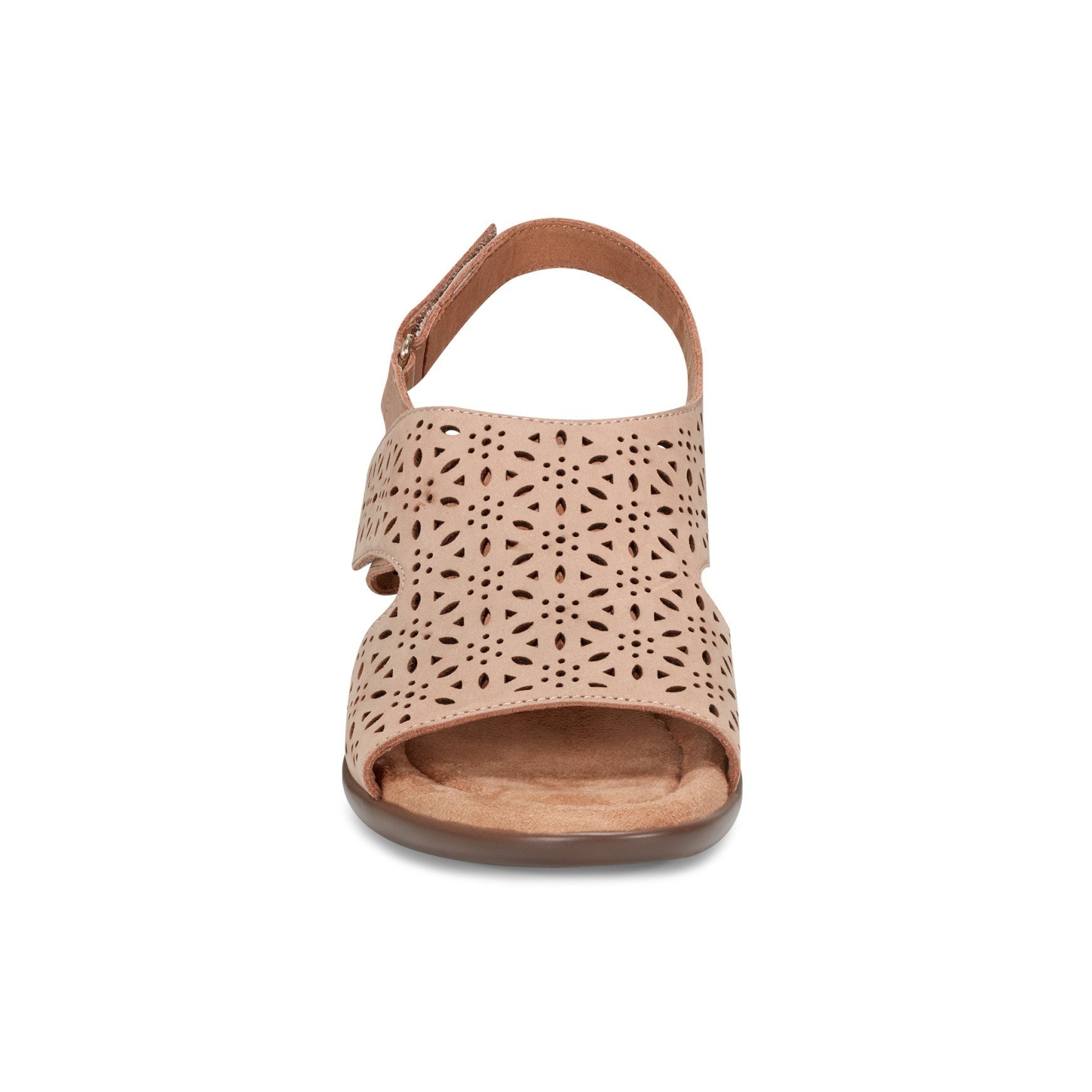 Easy Spirit Calix Cushioned Arch Support Women's Heeled Sandal - Natural Suede - 3