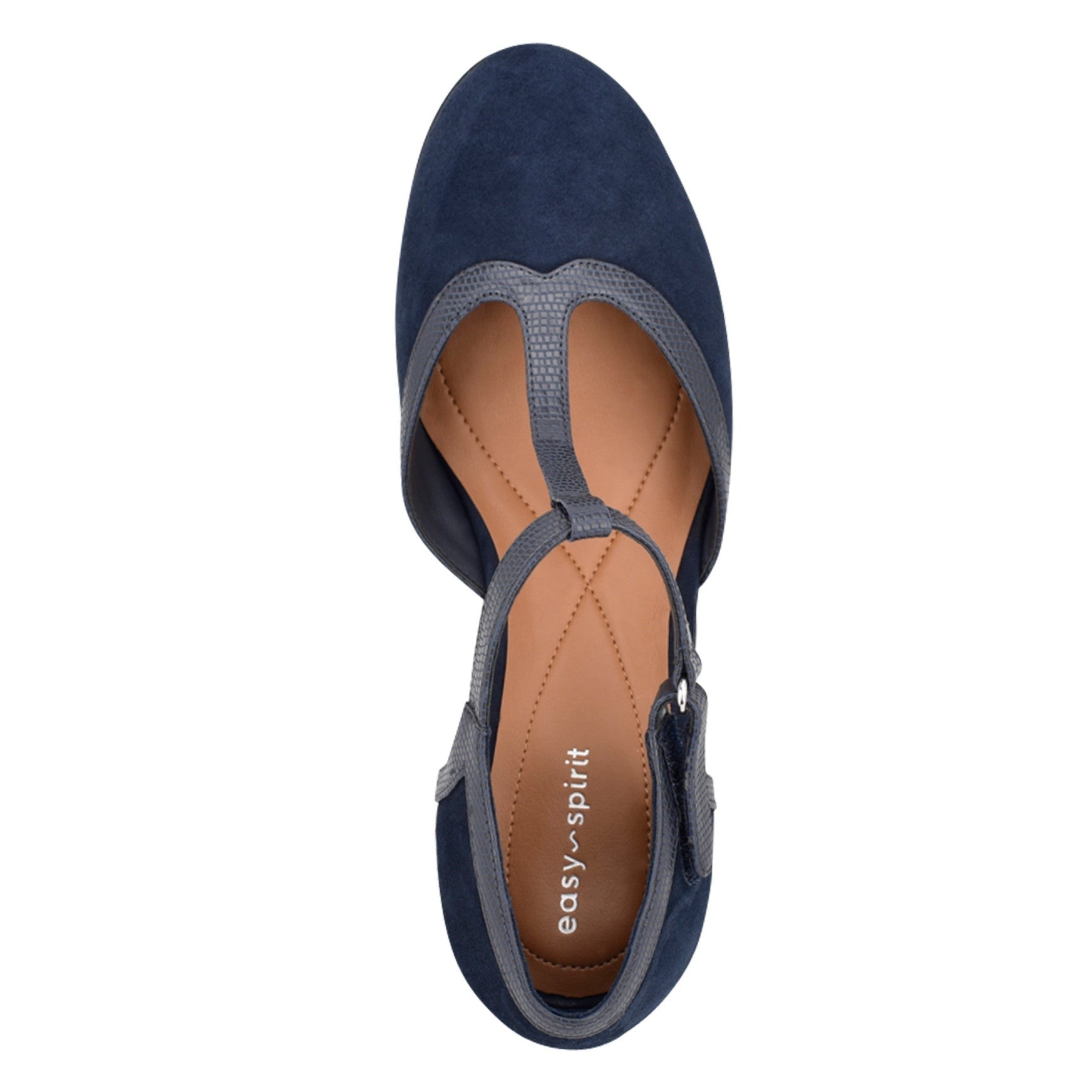 Easy Spirit Cara T-Strap Cushioned Arch Support Women's Dress Shoe - Navy Suede - 5