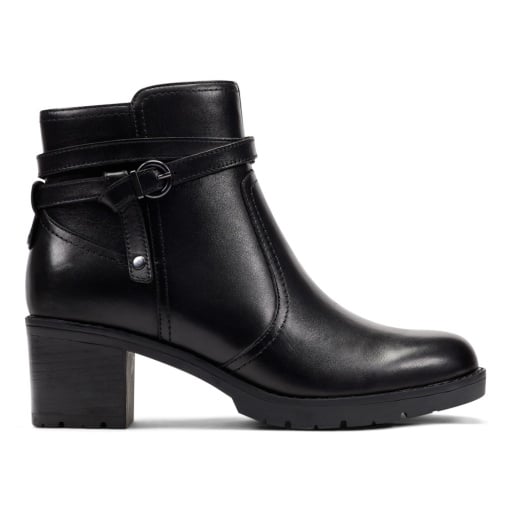 Easy Spirit Carter Leather Ankle Booties with Arch Support - Black Leather - View 2