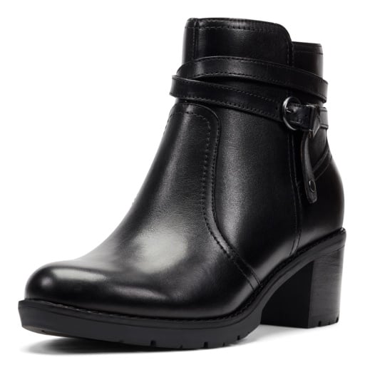 Easy Spirit Carter Leather Ankle Booties with Arch Support - Black Leather - View 3