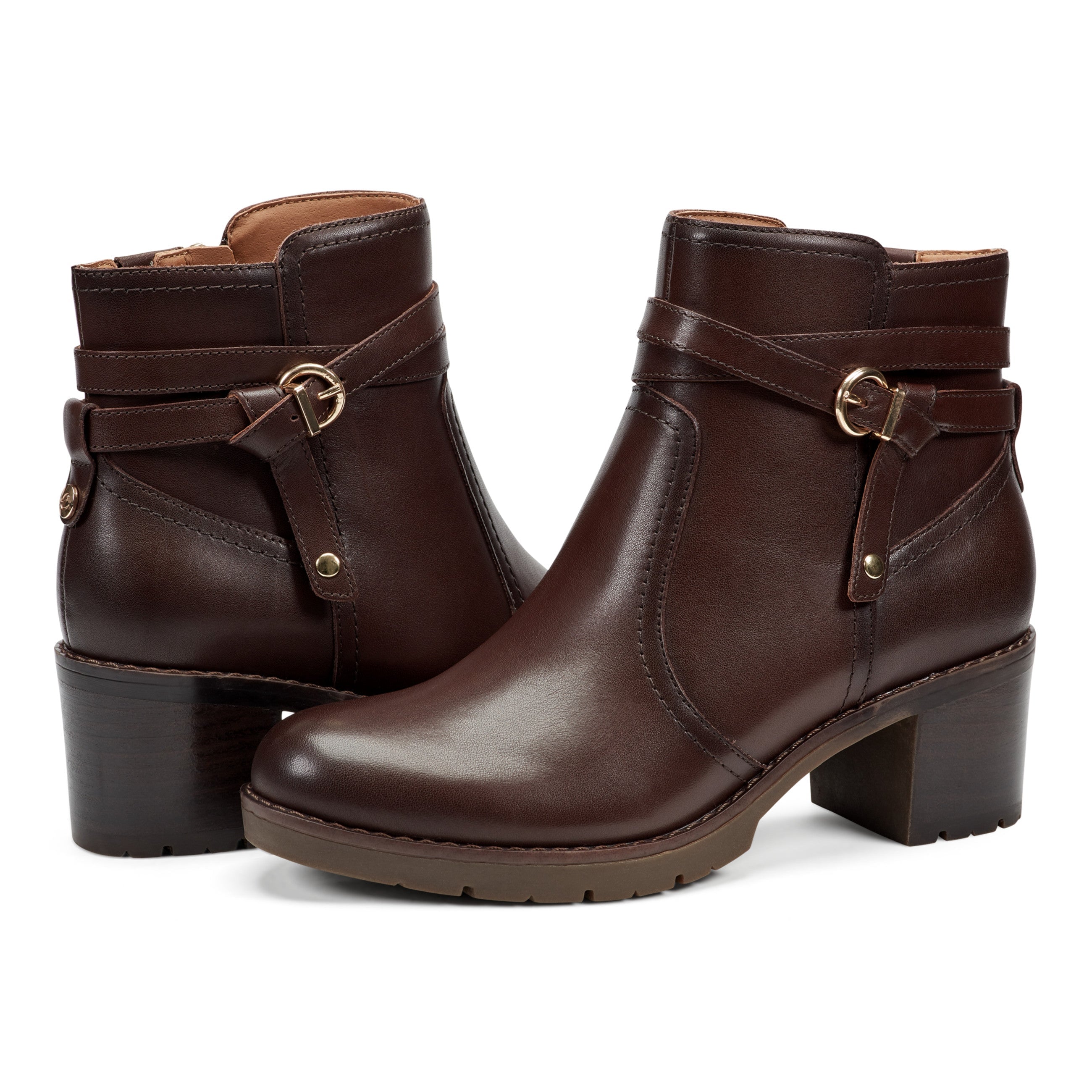 Easy Spirit Carter Leather Ankle Booties with Arch Support - Dark Brown Leather - View 7
