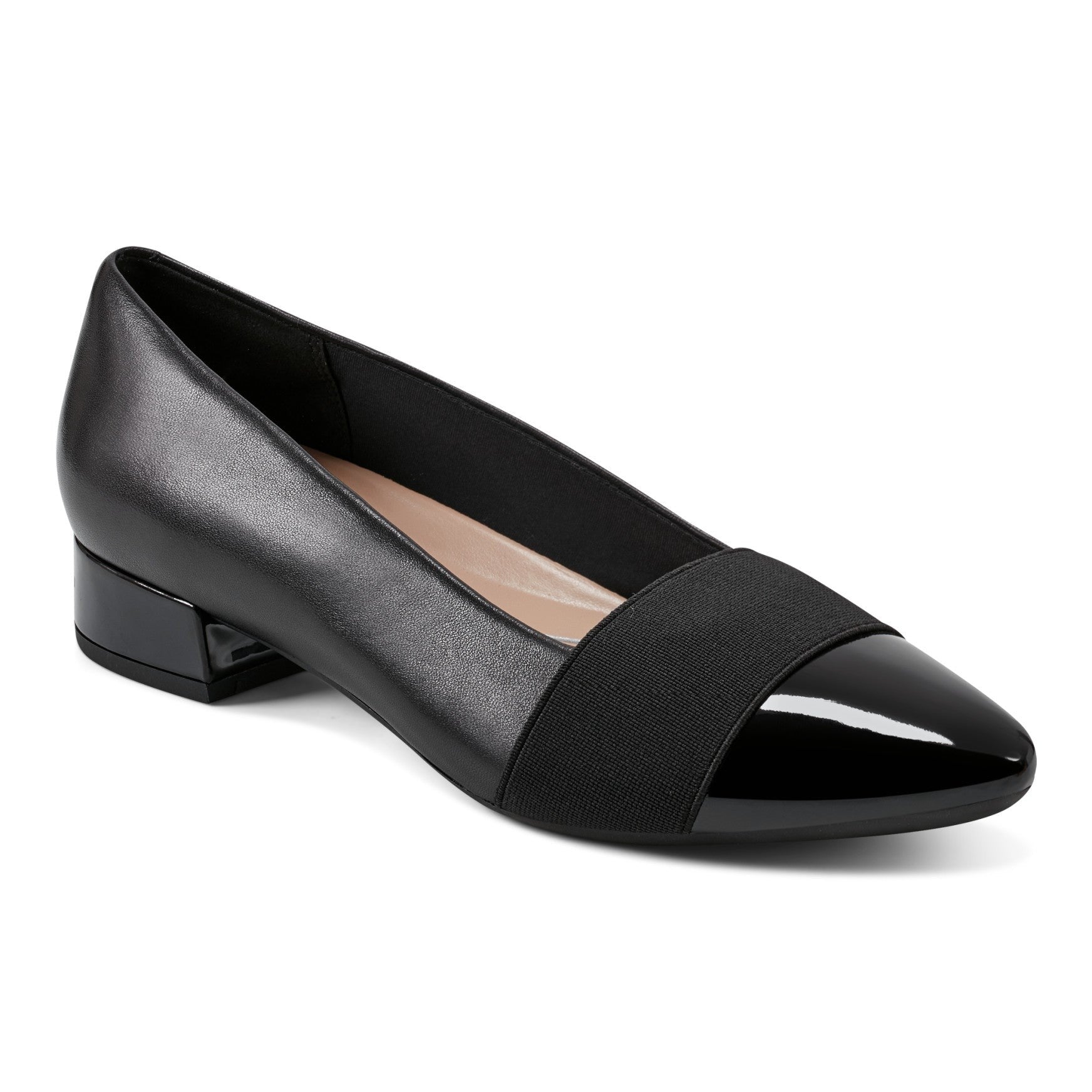 Easy Spirit Casta Cap Toe Cushioned Comfort Arch Support Women's Dress Pump - Black Leather - 2
