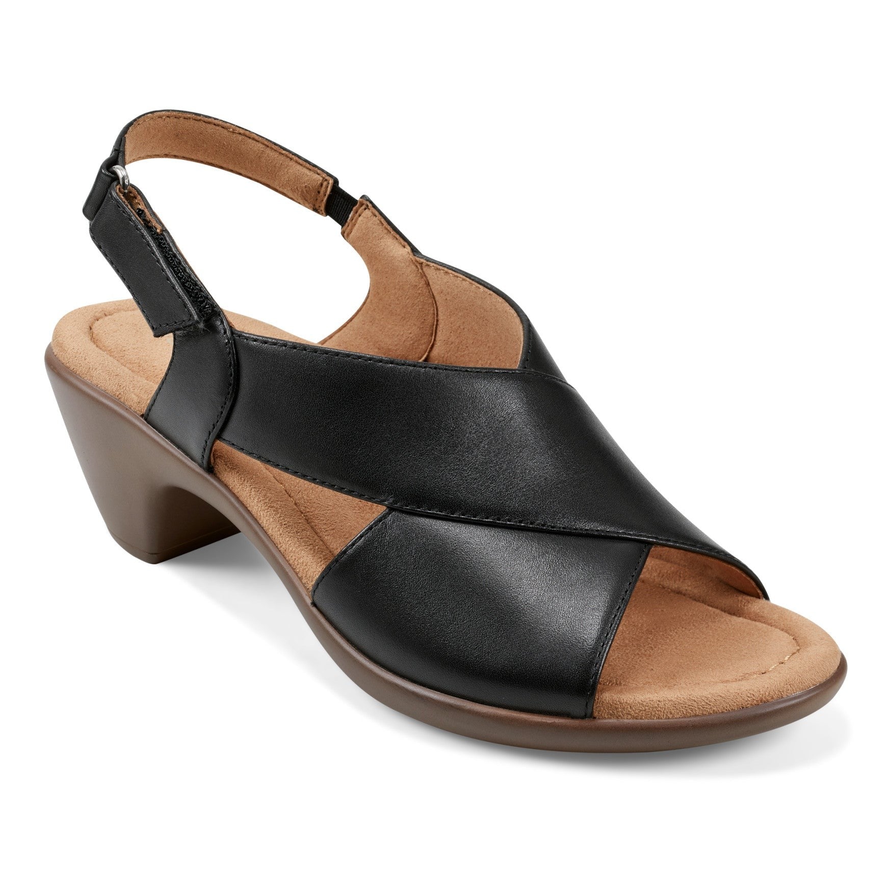 Easy Spirit Chantal Cushioned Arch Support Women's Casual Heeled Sandal - Black Leather - 2