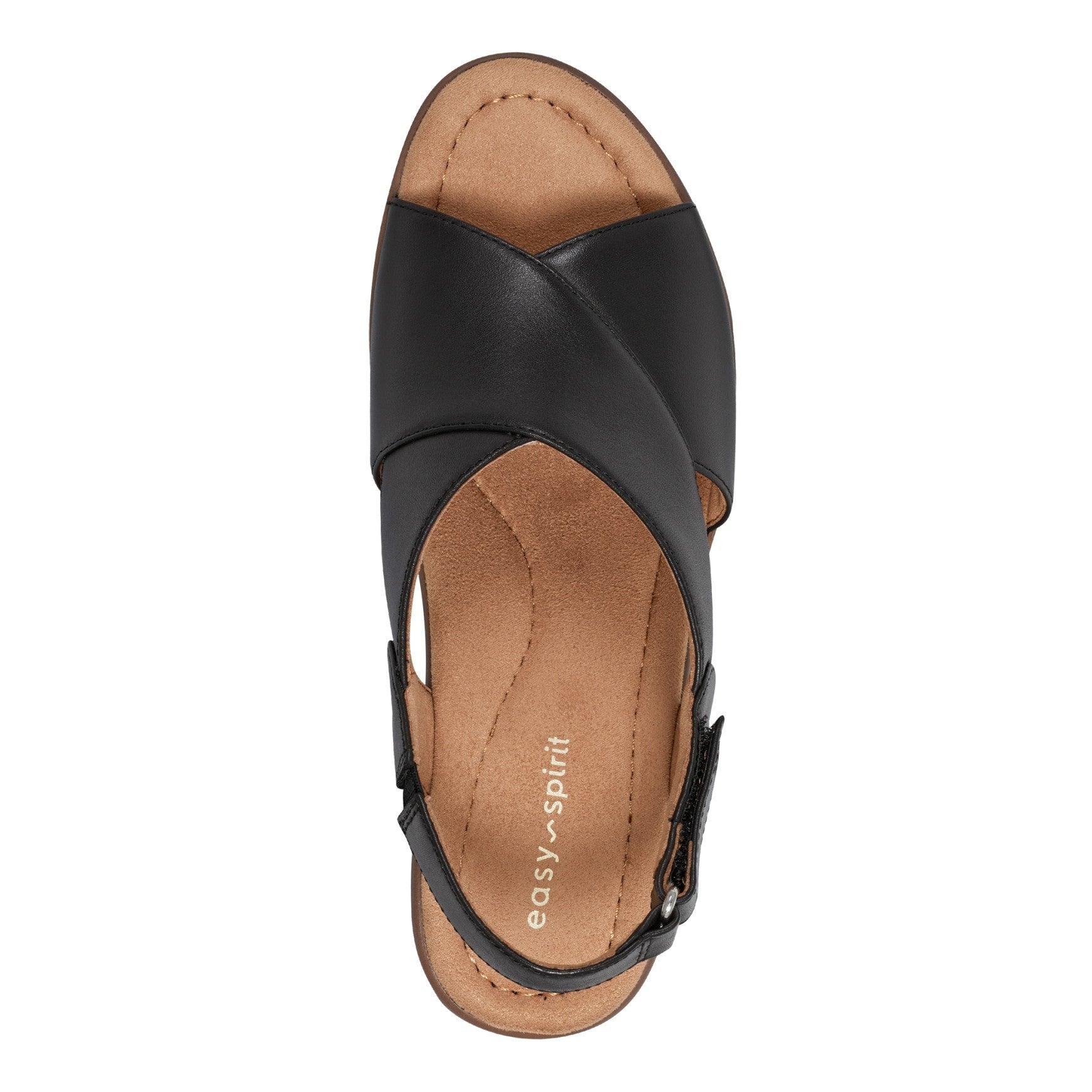 Easy Spirit Chantal Cushioned Arch Support Women's Casual Heeled Sandal - Black Leather - 5