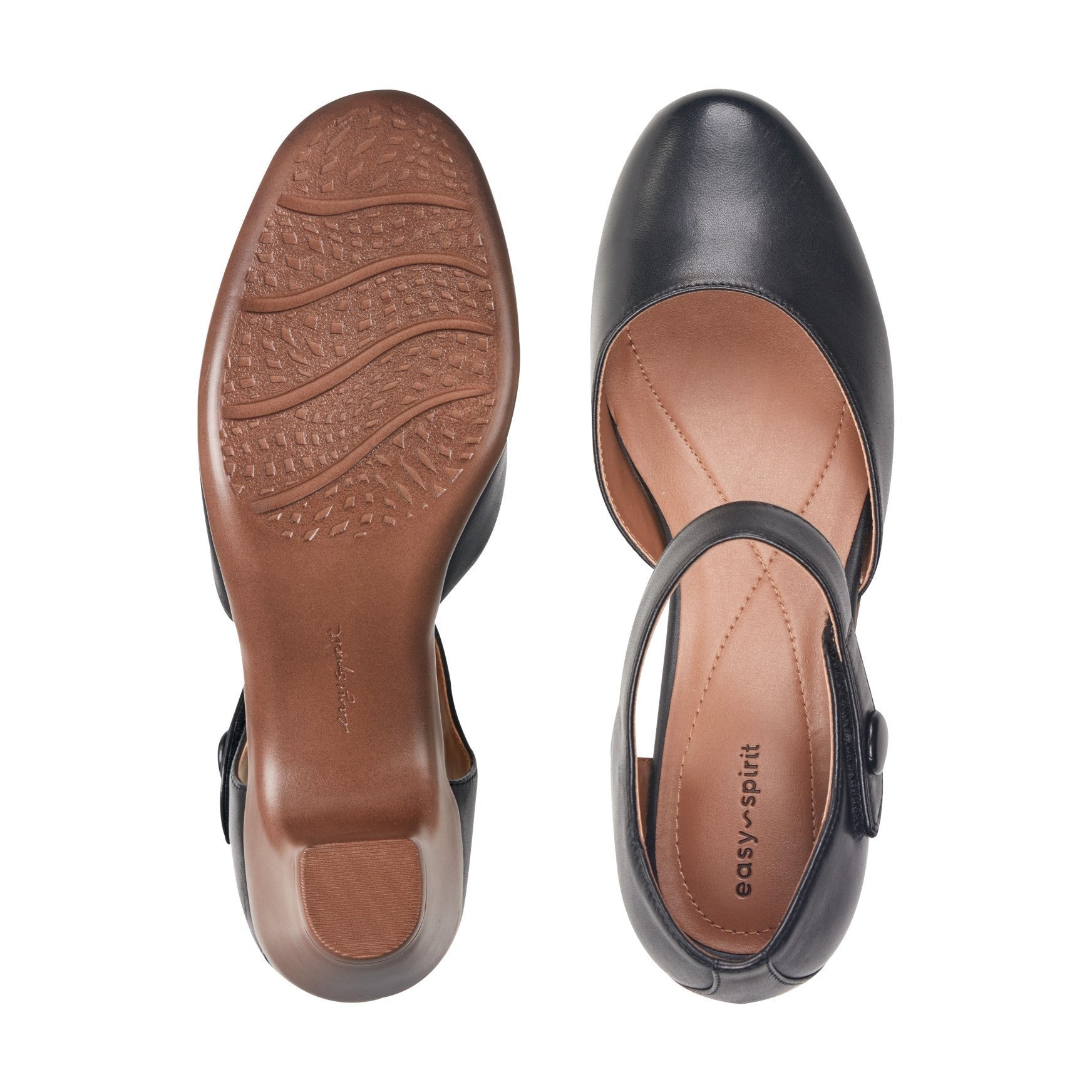 Easy Spirit Clarice Cushioned Arch Support Mary Jane Women's Dress Shoe - Black Leather - 5