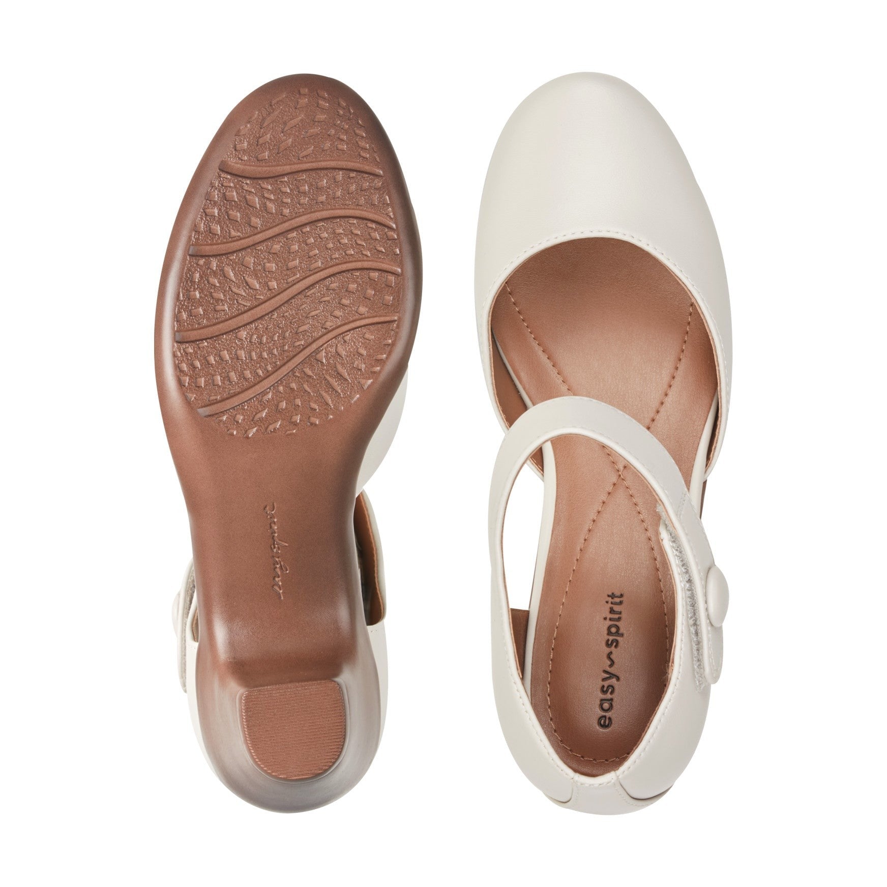 Easy Spirit Clarice Cushioned Arch Support Mary Jane Women's Dress Shoe - Ivory Leather - 5