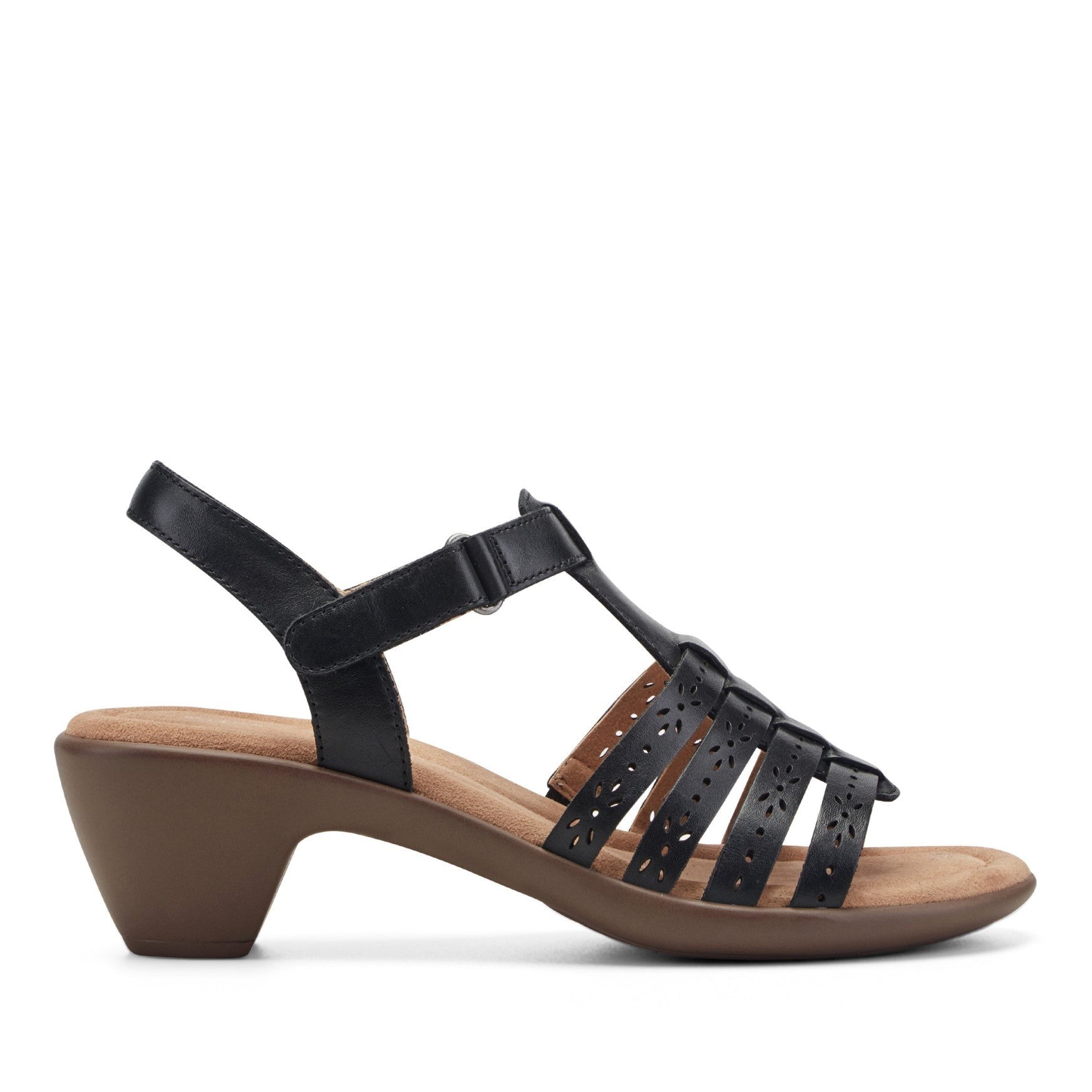 Easy Spirit Cortney Cushioned Arch Support Women's Heeled Sandal - Black Leather - 1
