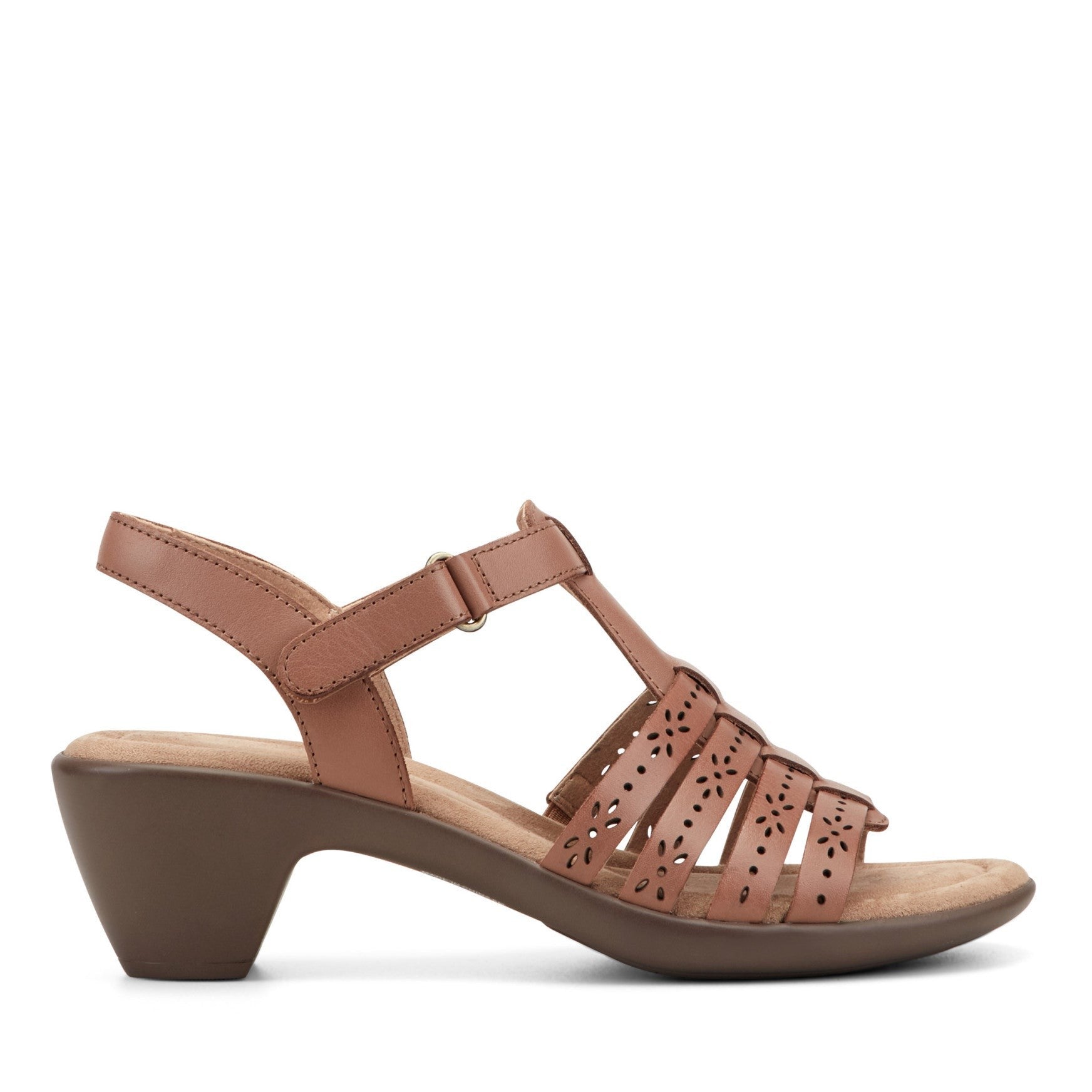 Easy Spirit Cortney Cushioned Arch Support Women's Heeled Sandal - Medium Brown Leather - 1
