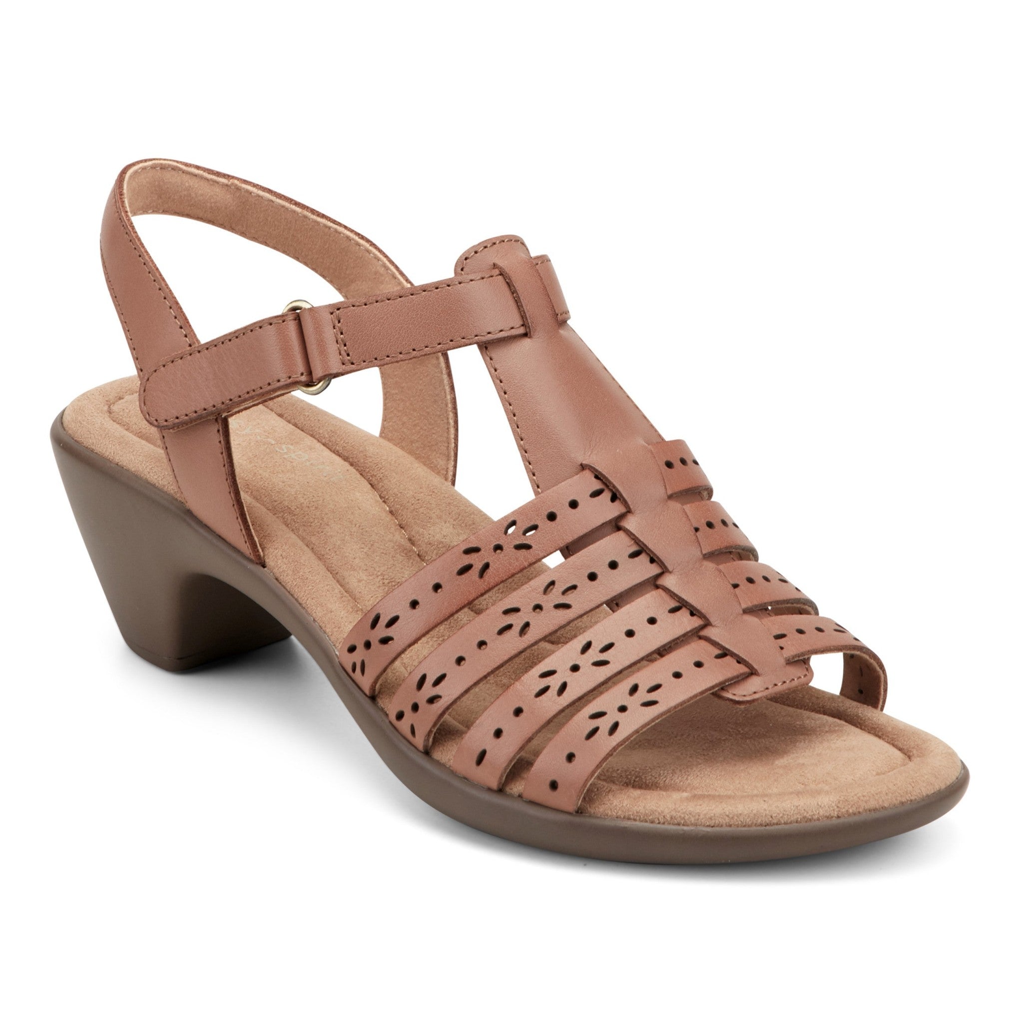 Easy Spirit Cortney Cushioned Arch Support Women's Heeled Sandal - Medium Brown Leather - 2