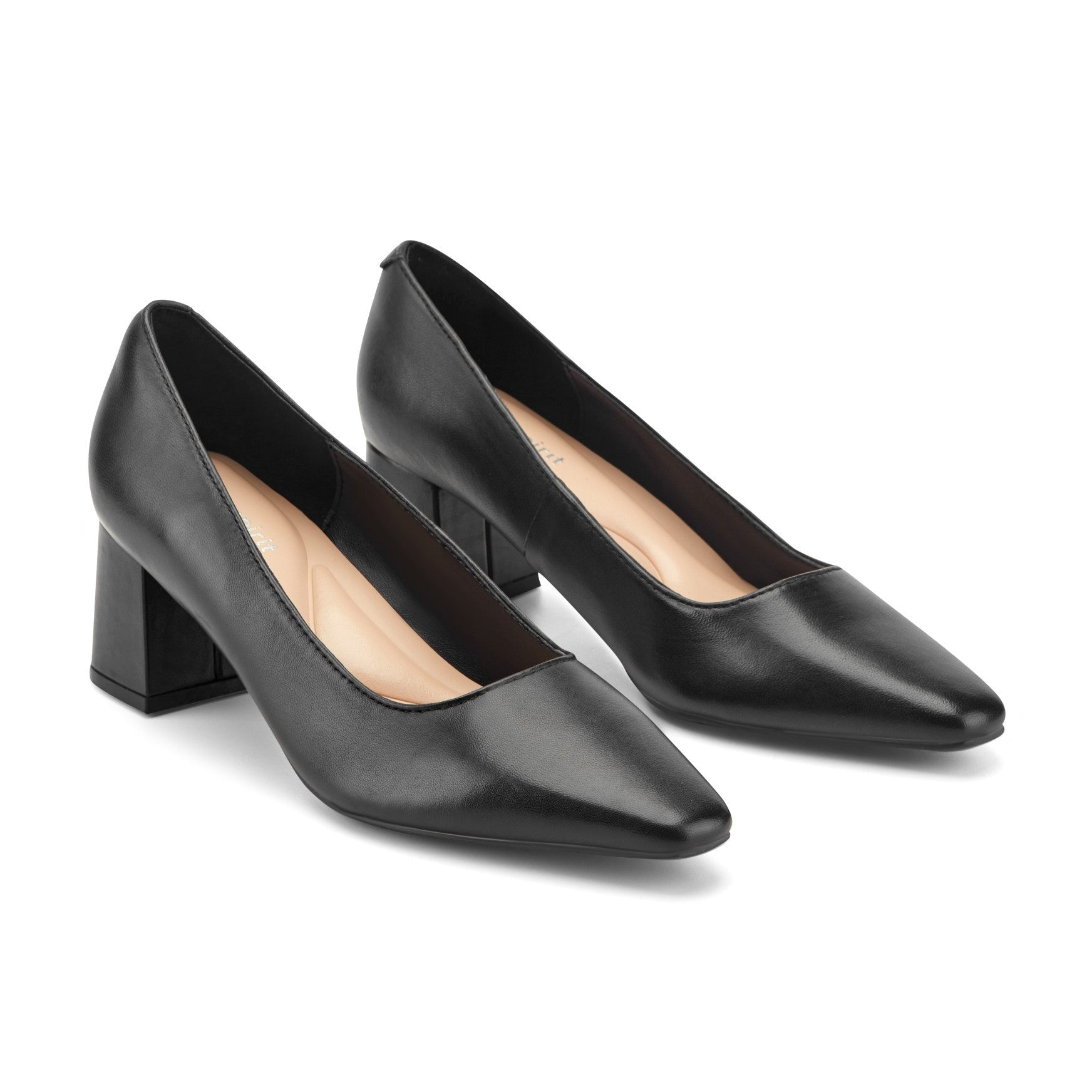 Easy Spirit Dorian Cushioned Arch-Support Block Heel Women's Dress Pump - Black Leather - 2