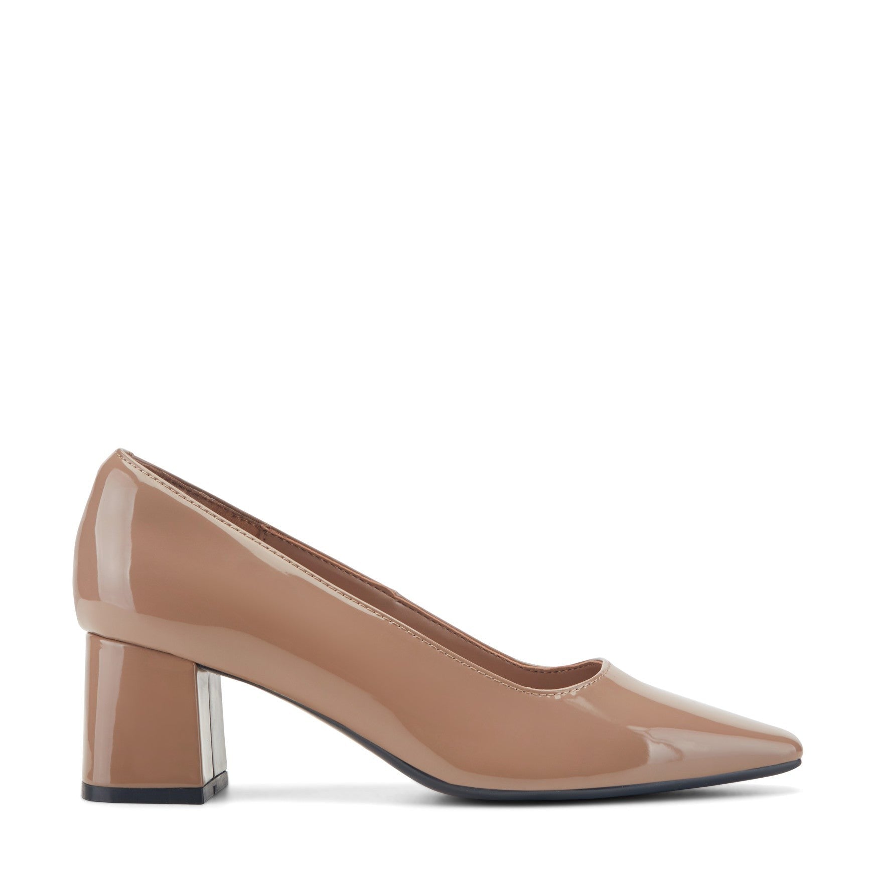 Easy Spirit Dorian Cushioned Arch-Support Block Heel Women's Dress Pump - Natural Patent - 1