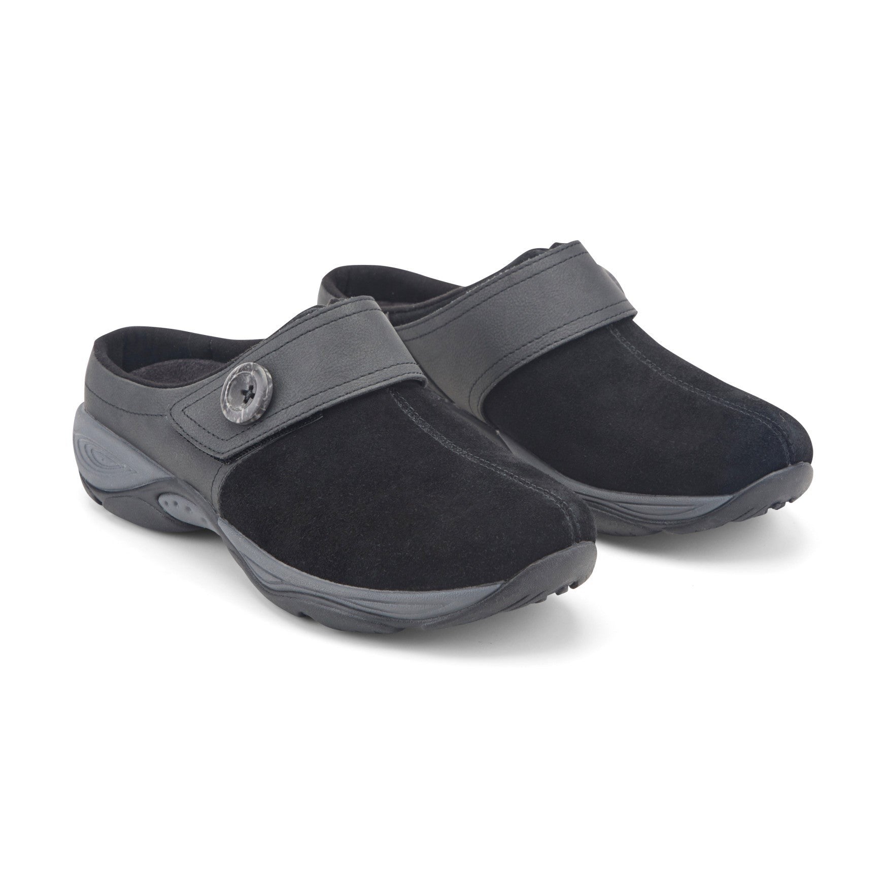 Easy Spirit Edline Cushioned Arch-Support Slip-On Women's Clog - Black Suede - 2