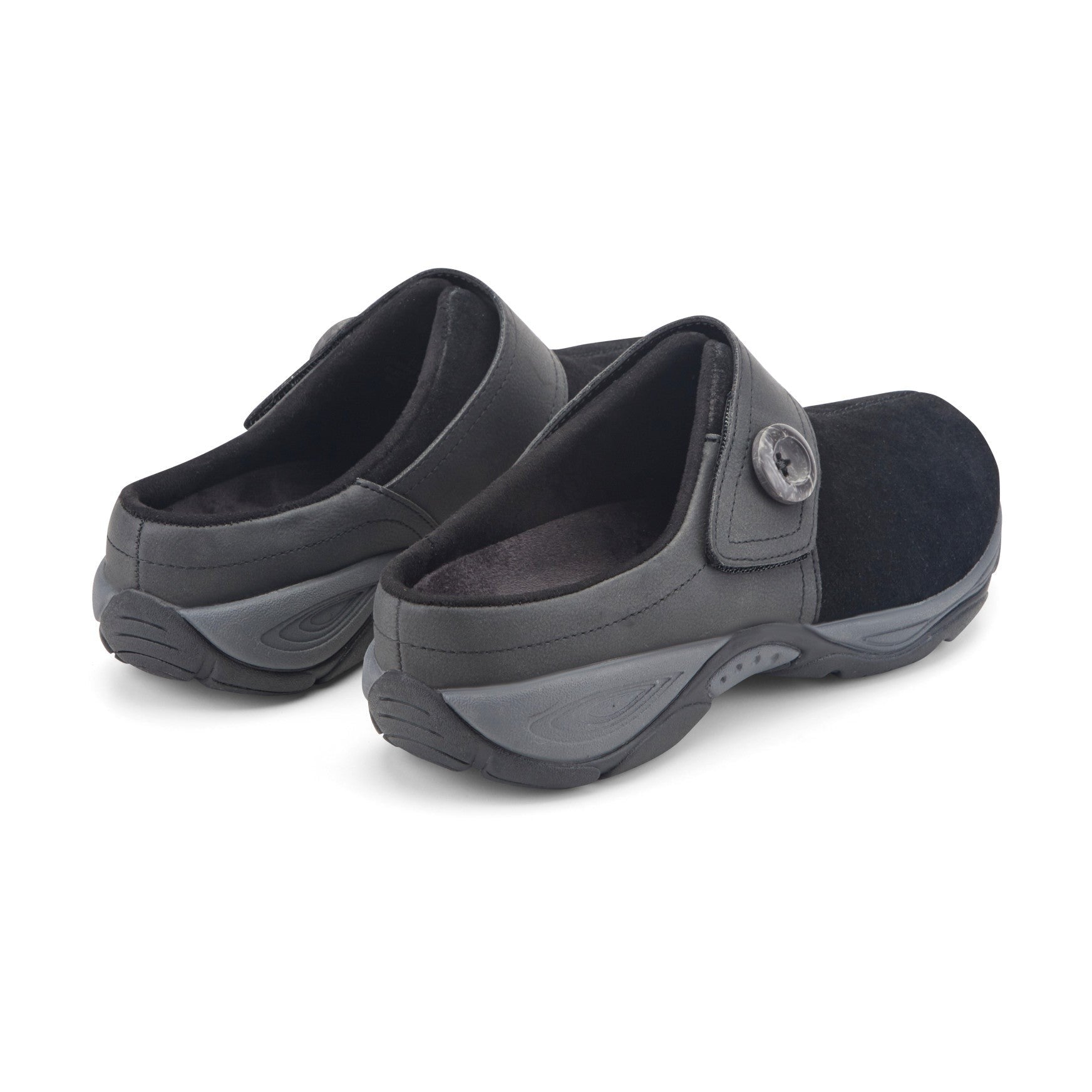 Easy Spirit Edline Cushioned Arch-Support Slip-On Women's Clog - Black Suede - 3