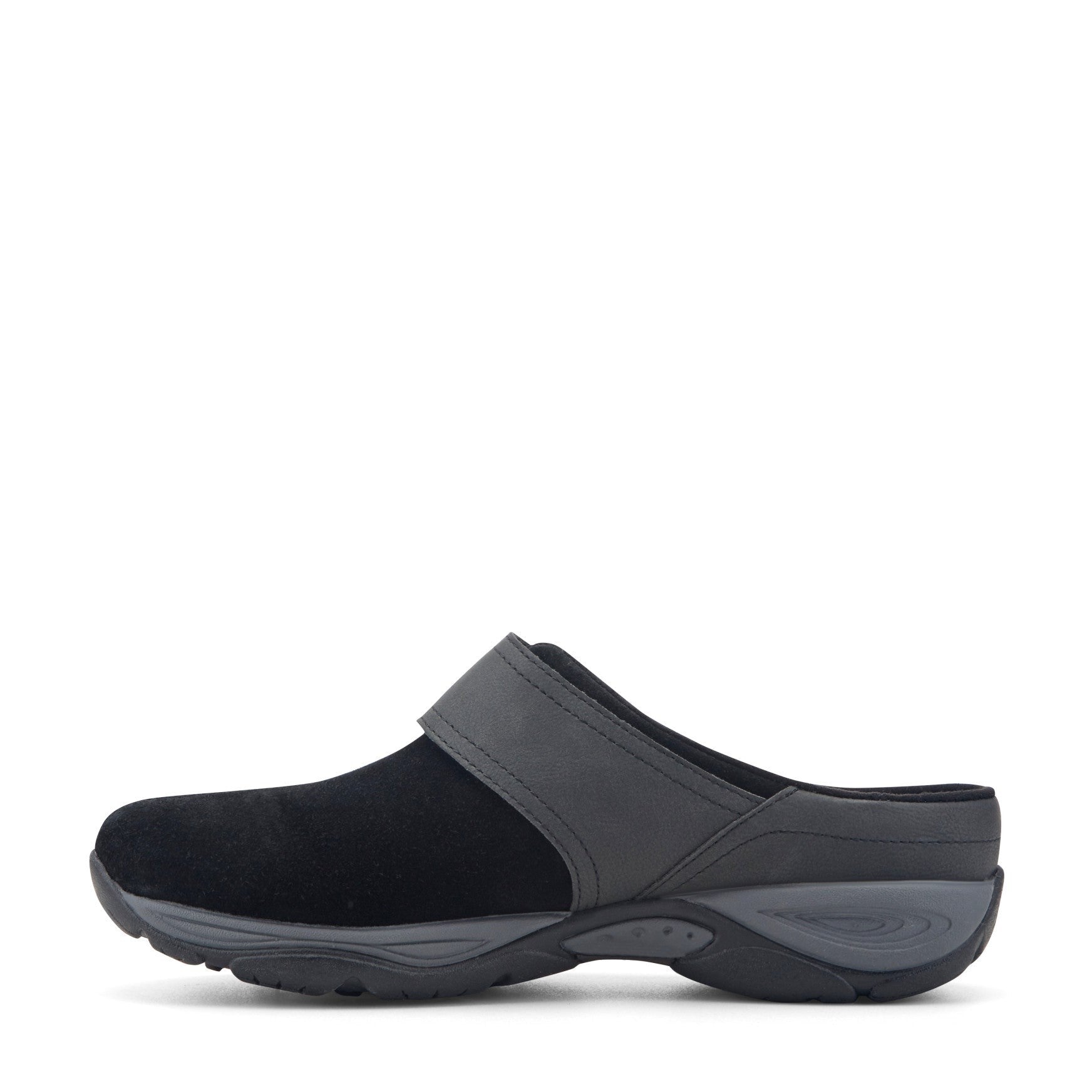 Easy Spirit Edline Cushioned Arch-Support Slip-On Women's Clog - Black Suede - 4