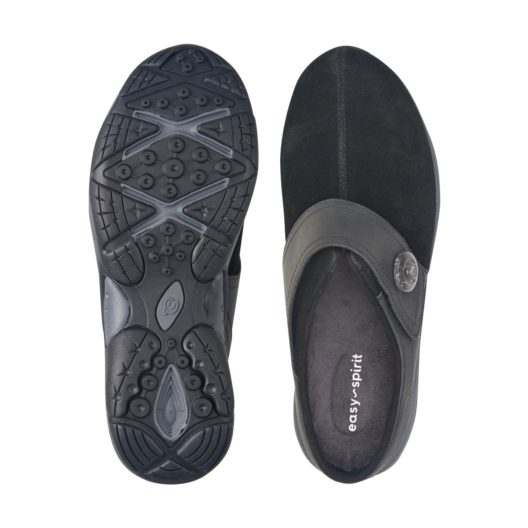 Easy Spirit Edline Cushioned Arch-Support Slip-On Women's Clog - Black Suede - 5
