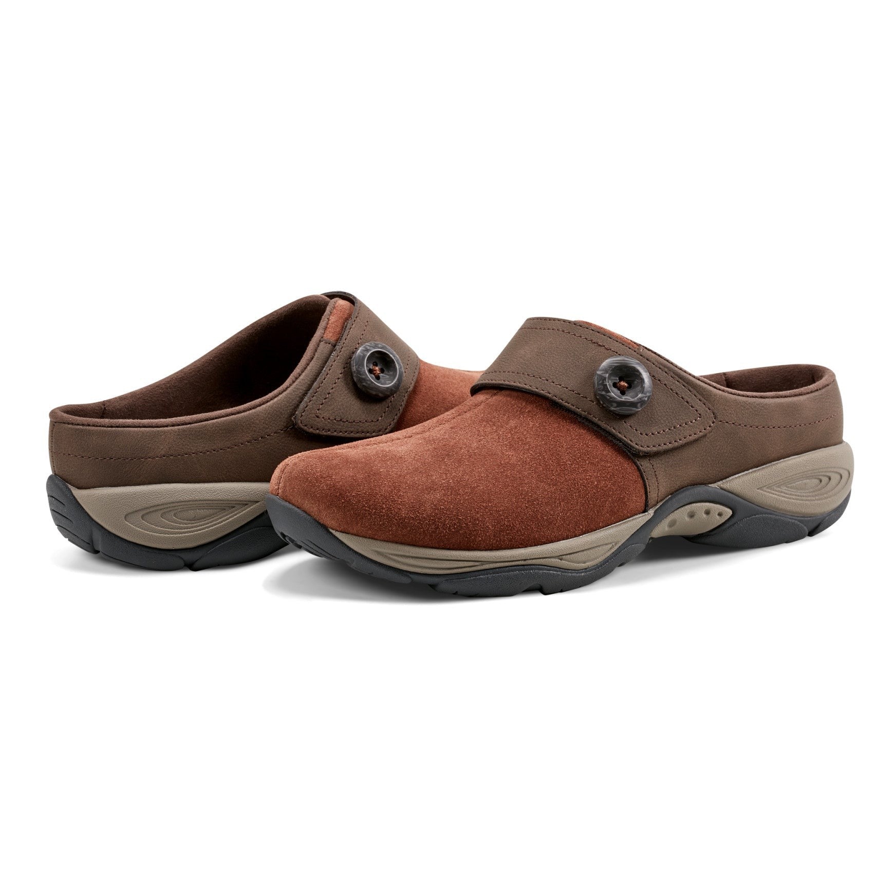 Easy Spirit Edline Cushioned Arch-Support Slip-On Women's Clog - Brown Suede - 7