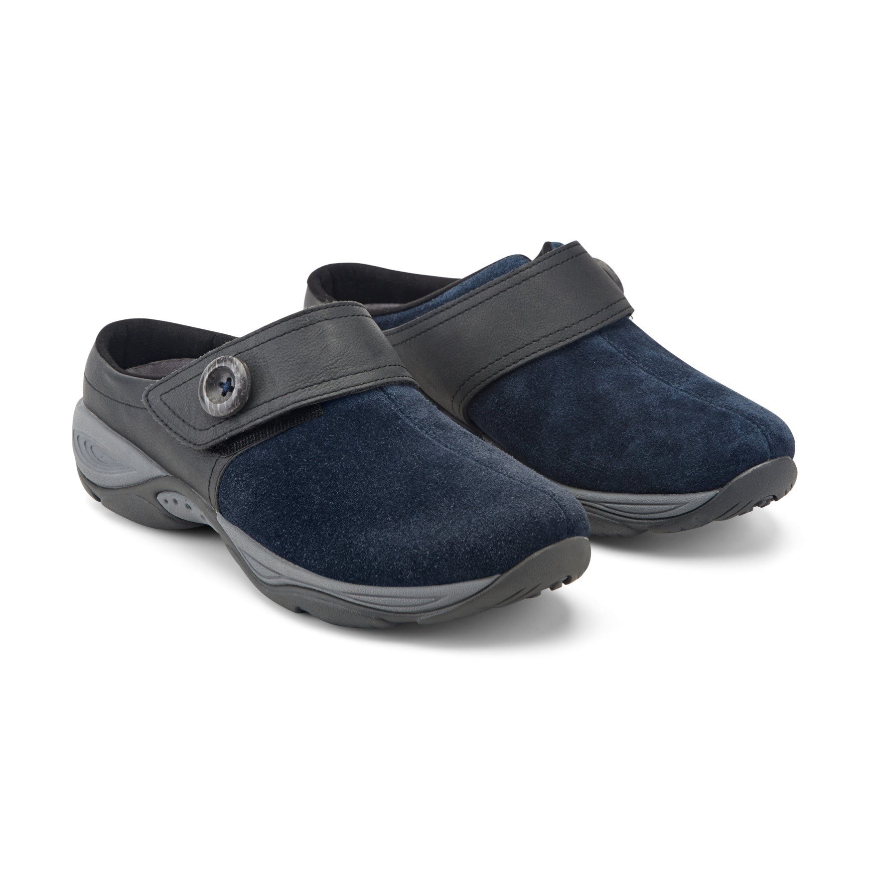 Easy Spirit Edline Cushioned Arch-Support Slip-On Women's Clog - Navy Suede - 2