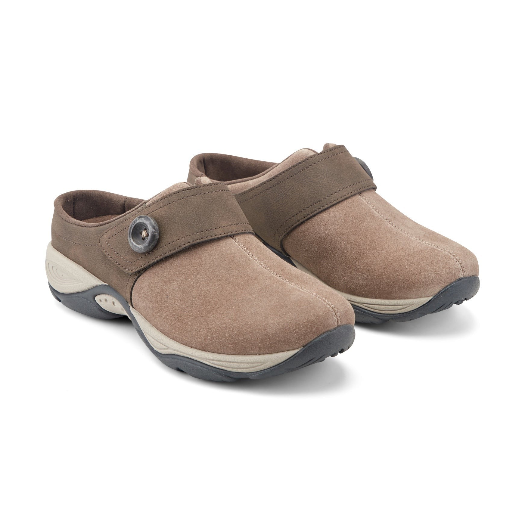 Easy Spirit Edline Cushioned Arch-Support Slip-On Women's Clog - Taupe/brown Suede - 2