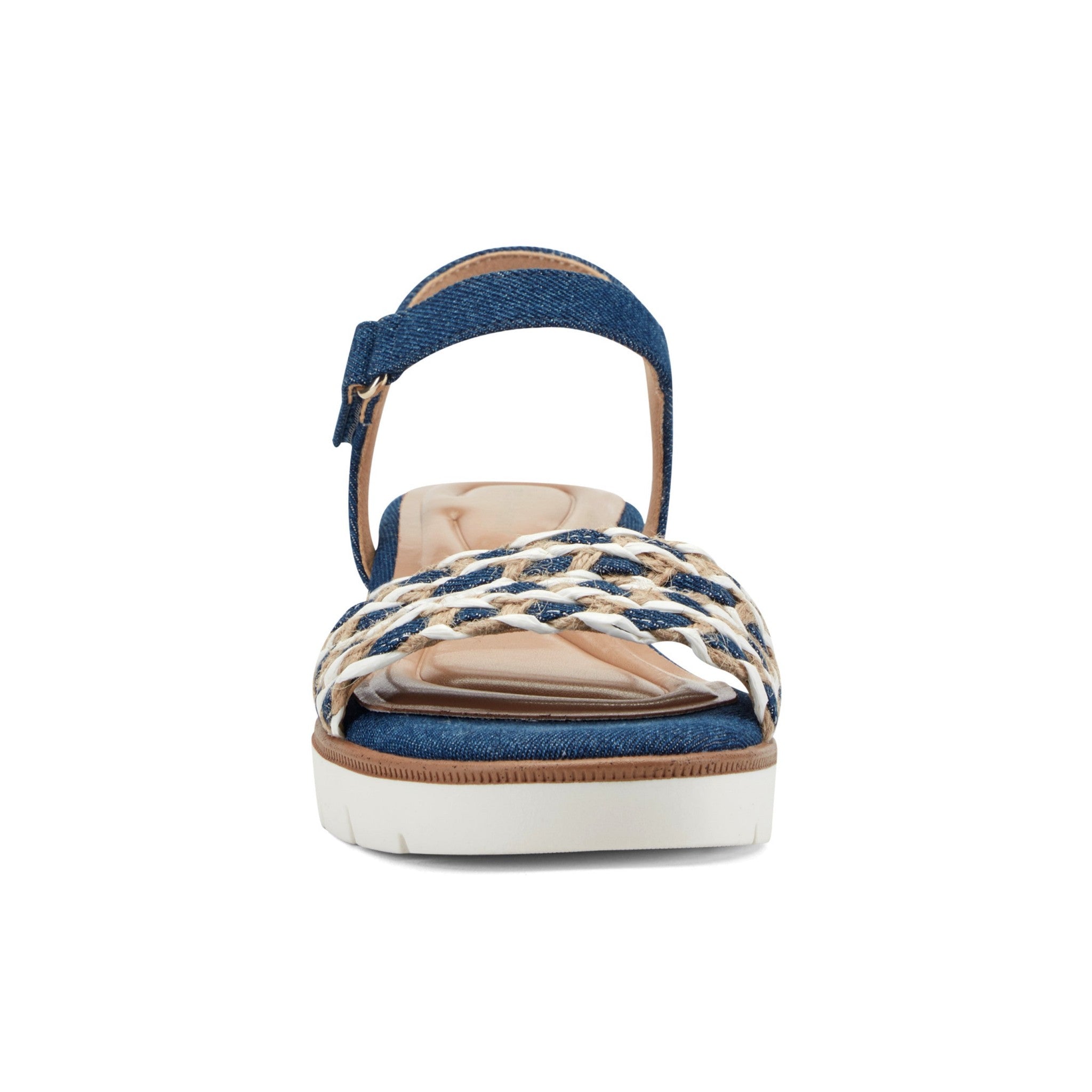 Easy Spirit Edythe Wedge Sandal Cushioned Arch Support Women's Wedge Sandal - Denim/white Multi - 3