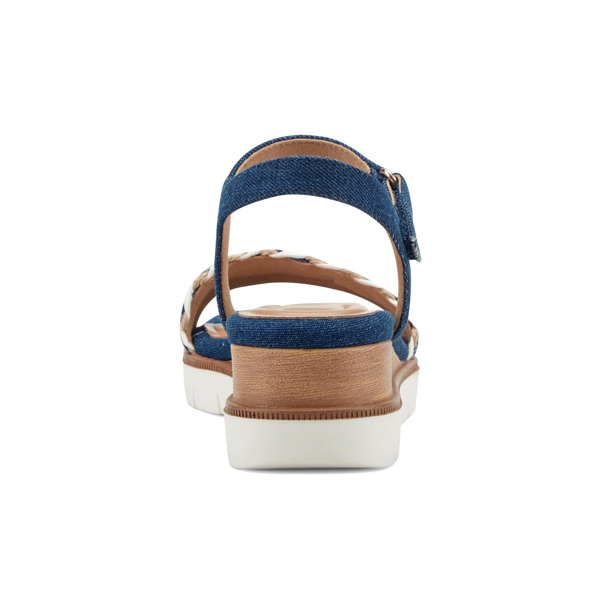 Easy Spirit Edythe Wedge Sandal Cushioned Arch Support Women's Wedge Sandal - Denim/white Multi - 4