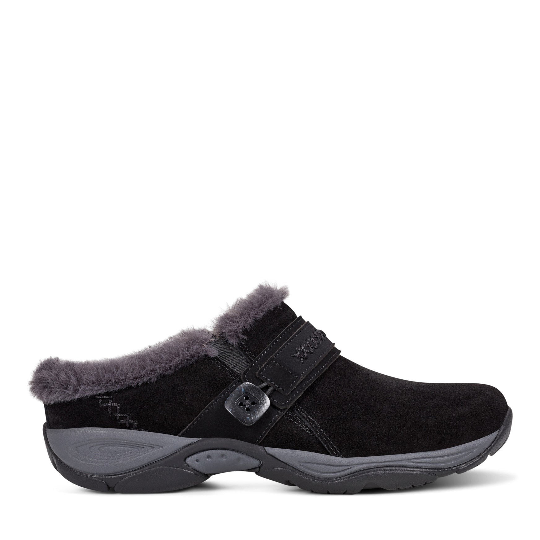 Easy Spirit Elinn Cushioned Arch-Support Slip-On Women's Clog - Black Suede - 1