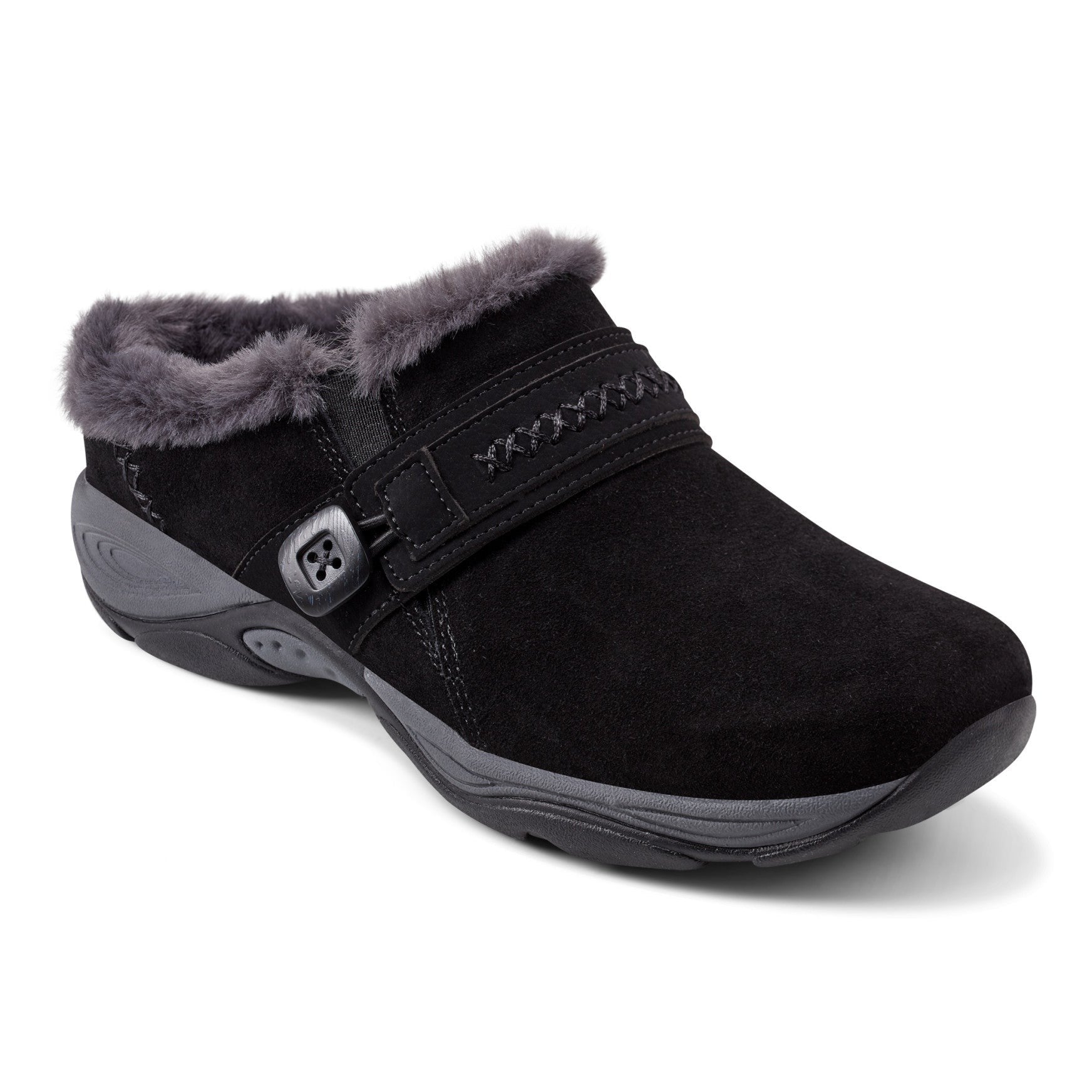 Easy Spirit Elinn Cushioned Arch-Support Slip-On Women's Clog - Black Suede - 2