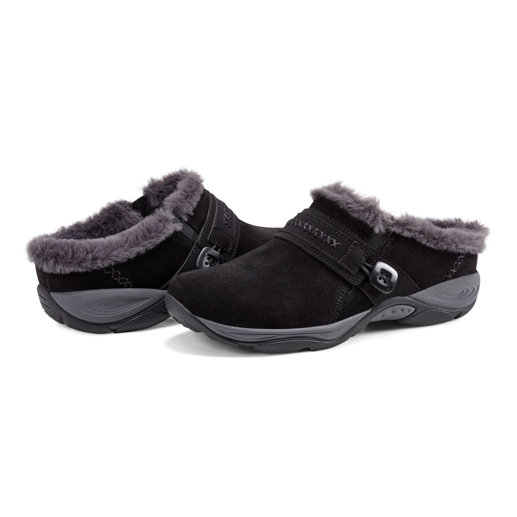 Easy Spirit Elinn Cushioned Arch-Support Slip-On Women's Clog - Black Suede - 7