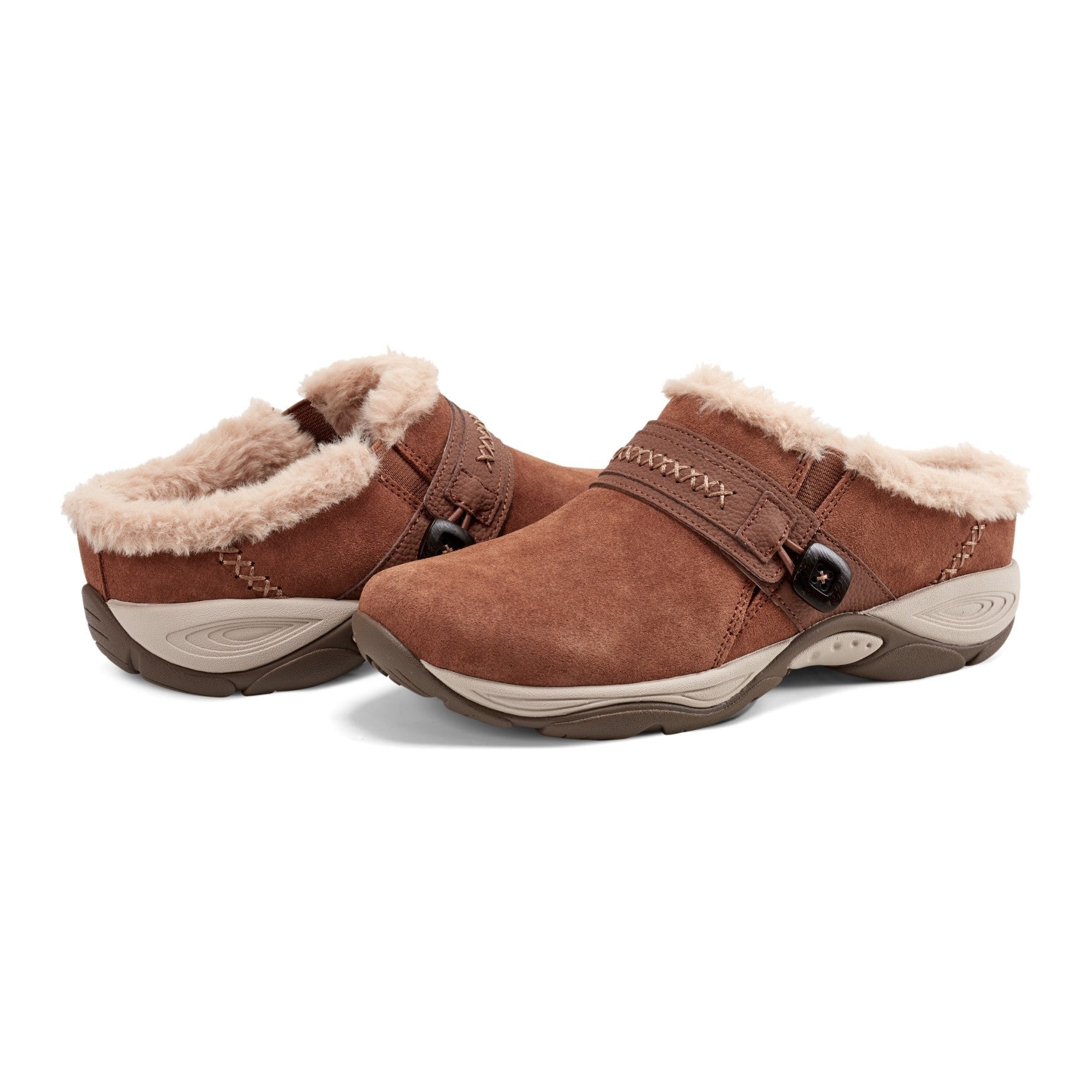 Easy Spirit Elinn Cushioned Arch-Support Slip-On Women's Clog - Brown Suede - 7