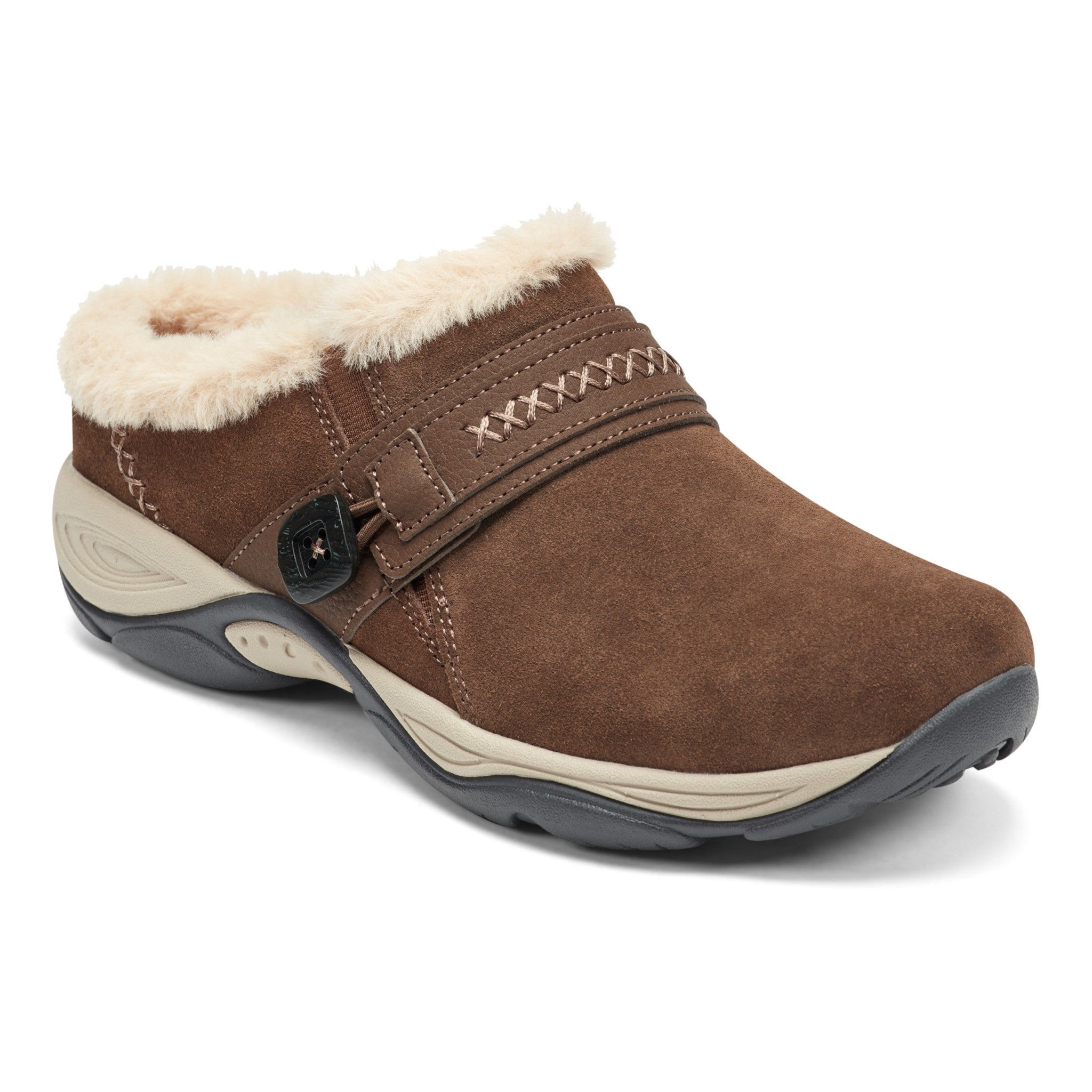 Easy Spirit Elinn Cushioned Arch-Support Slip-On Women's Clog - Dark Brown Suede - 2