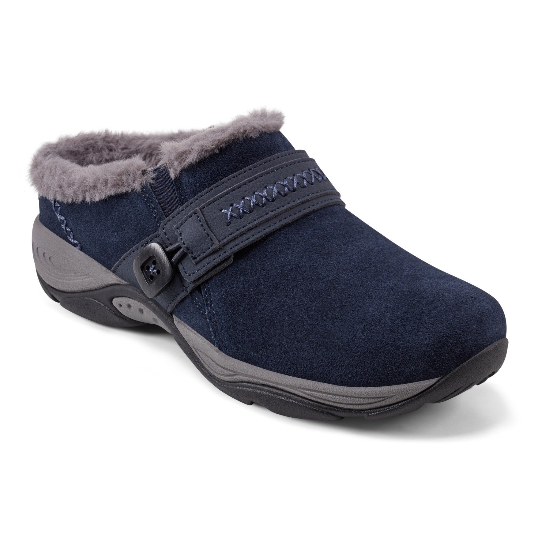 Easy Spirit Elinn Cushioned Arch-Support Slip-On Women's Clog - Navy Suede - 2