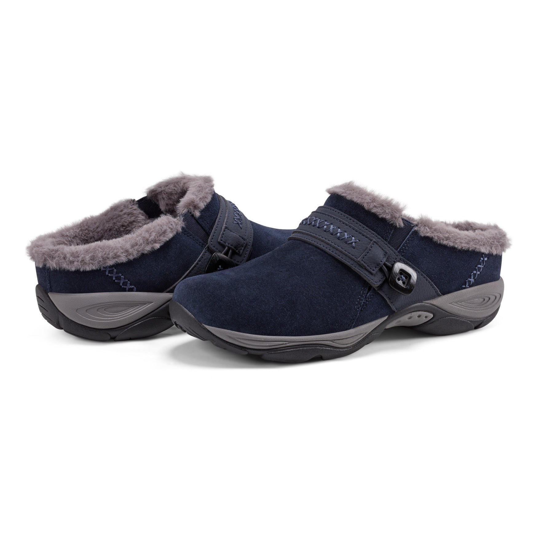 Easy Spirit Elinn Cushioned Arch-Support Slip-On Women's Clog - Navy Suede - 7