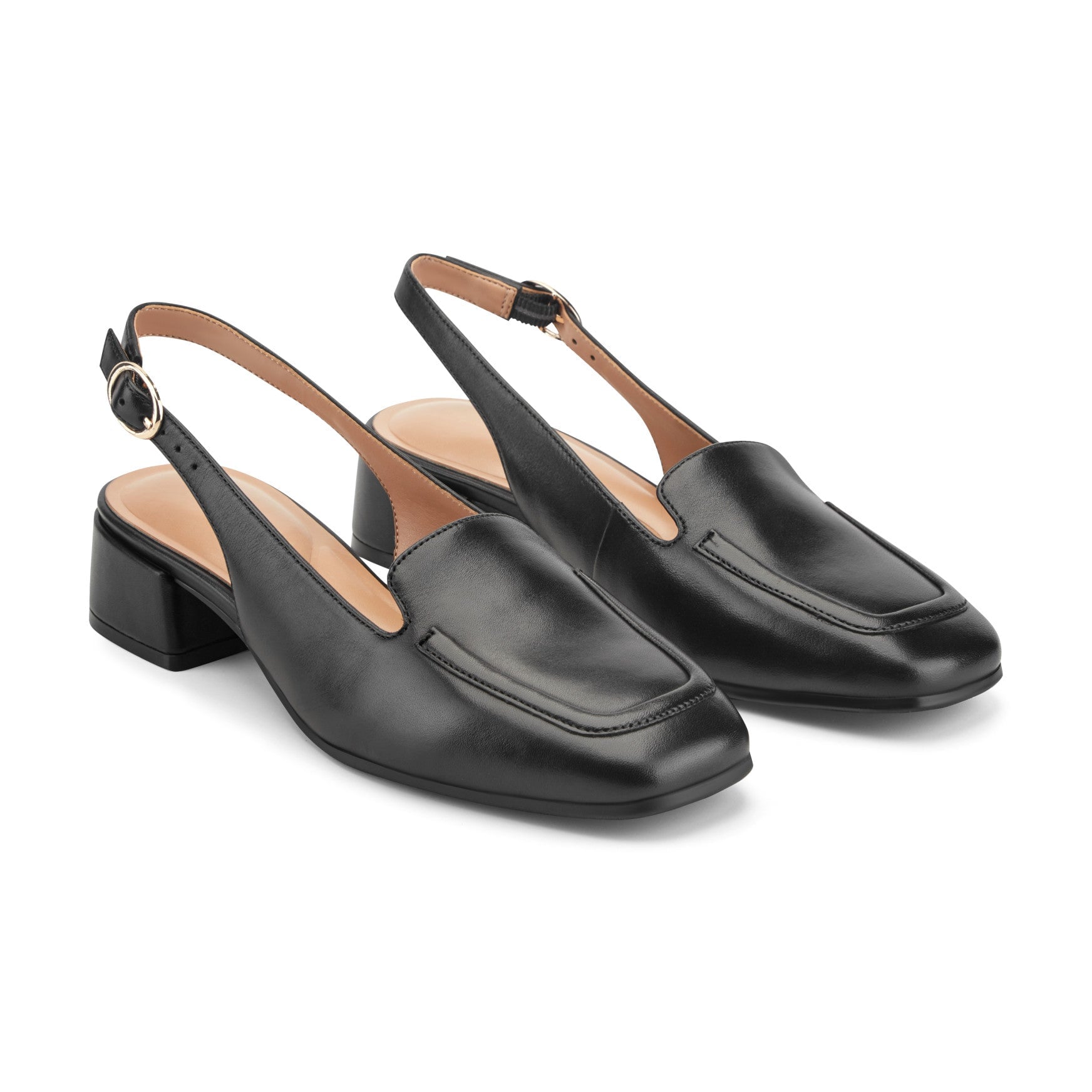 Easy Spirit Farida Women's Black Leather Slingback Loafers - Black Leather - View 2