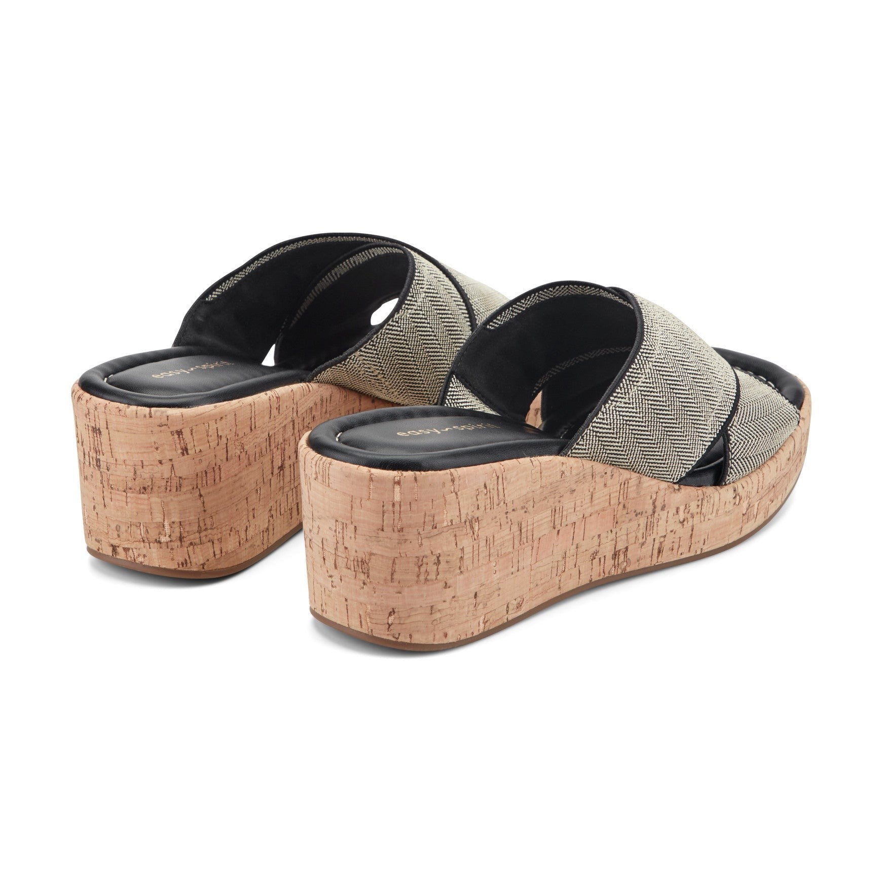 Easy Spirit Fawn Cushioned Slip-On Wedge Women's Wedge Sandal - Black Chevron - 3