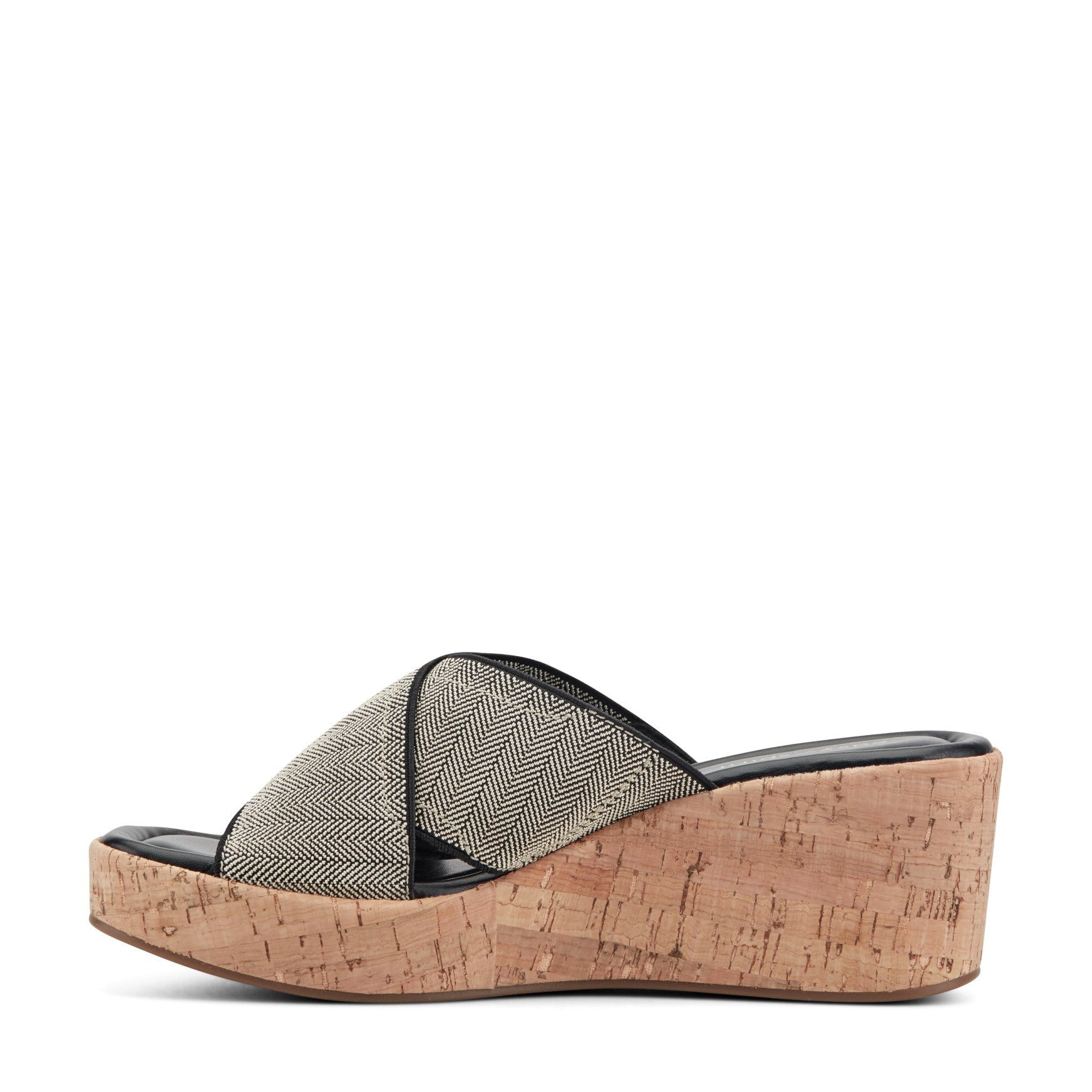 Easy Spirit Fawn Cushioned Slip-On Wedge Women's Wedge Sandal - Black Chevron - 4