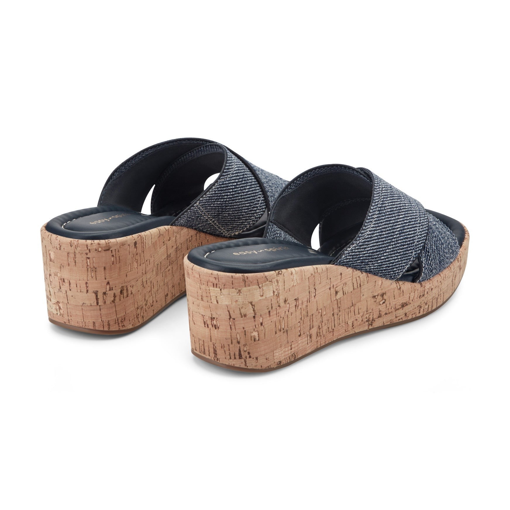 Easy Spirit Fawn Cushioned Slip-On Wedge Women's Wedge Sandal - Dark Blue Denim - 3