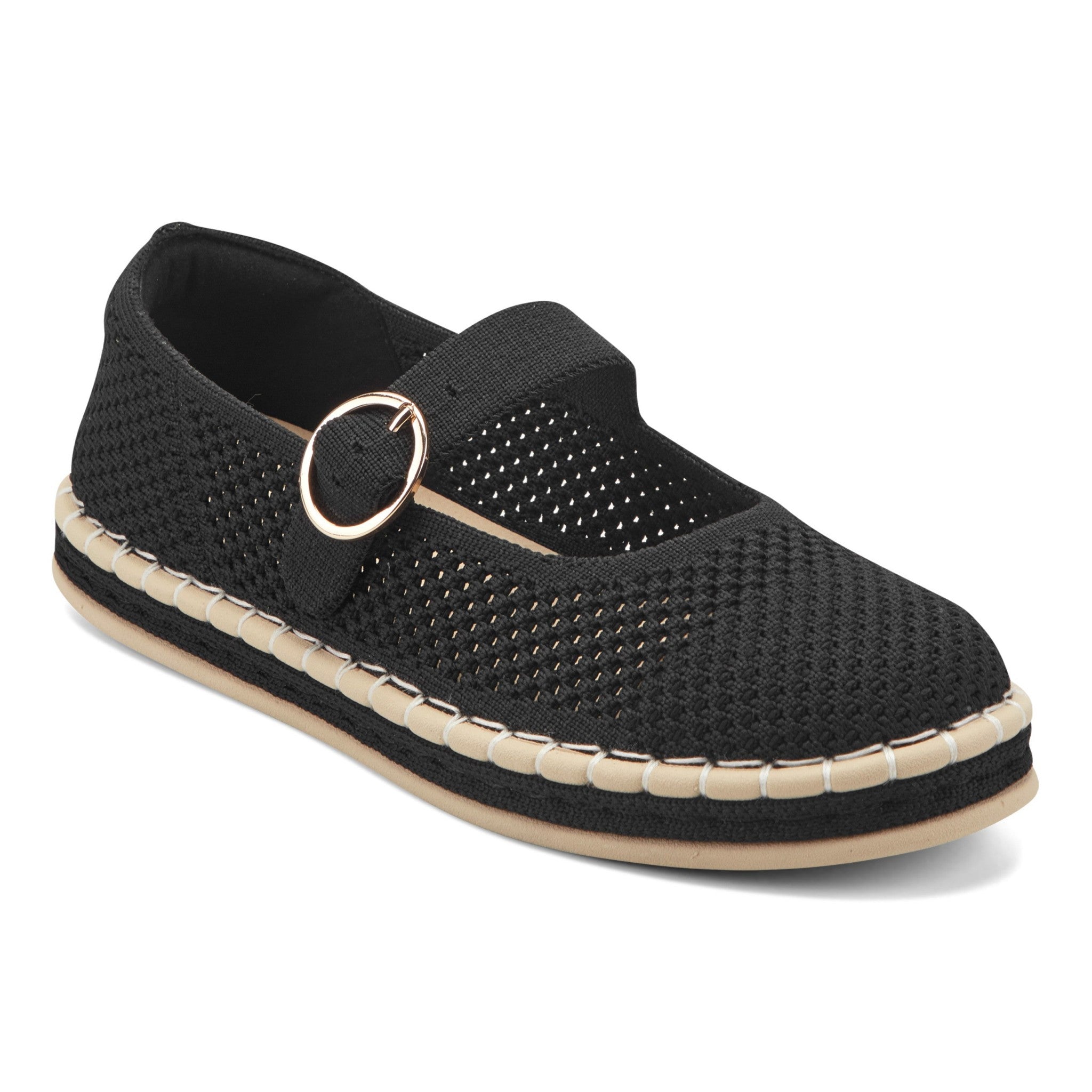 Easy Spirit Francene Cushioned Arch-Support Women's Mary Jane - Black Knit - 2