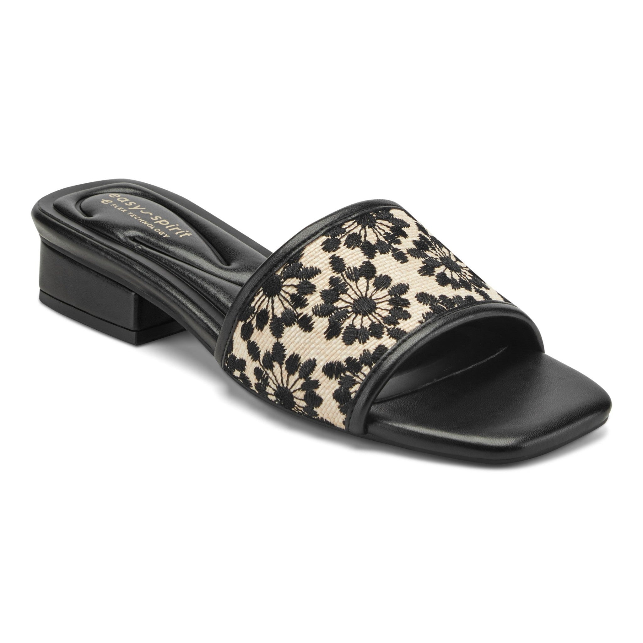 Easy Spirit Gianina Raffia Cushioned Arch-Support Women's Dress Sandal - Black/natural - 2