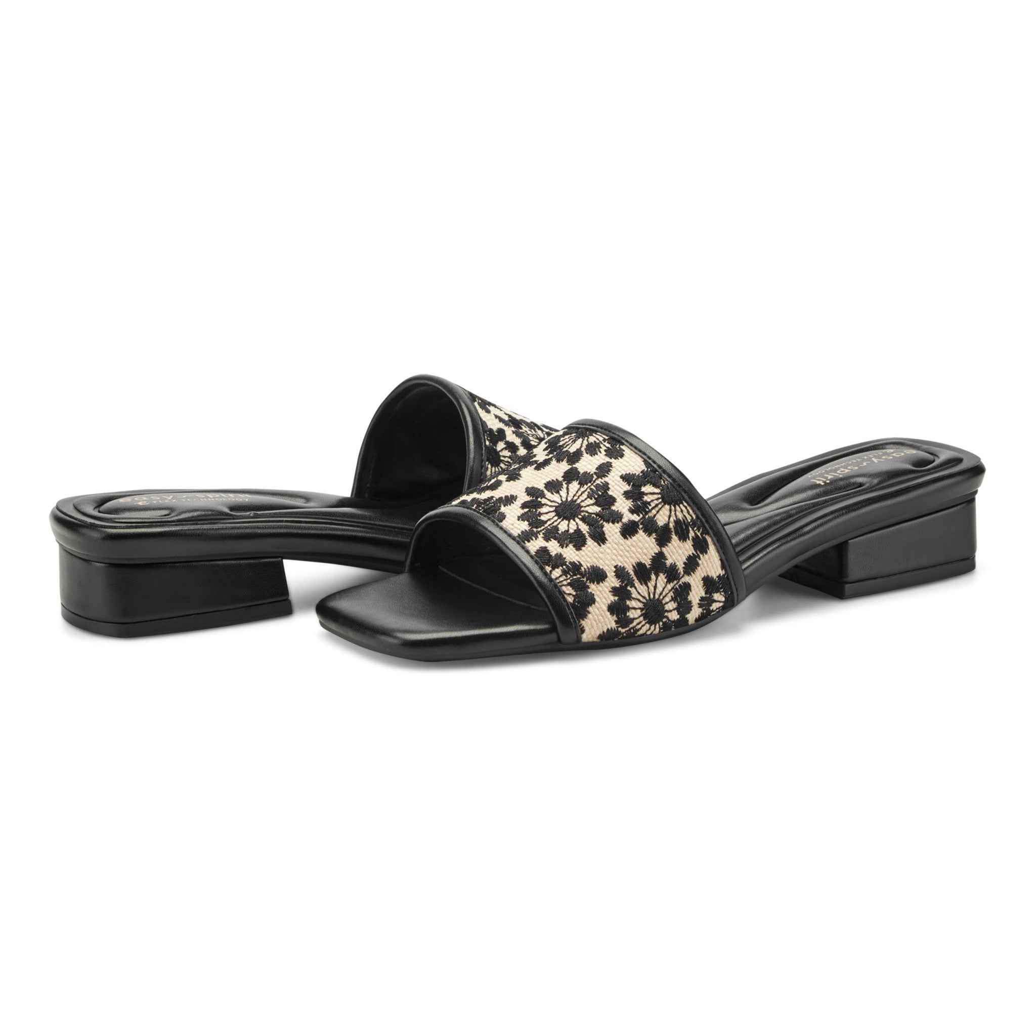 Easy Spirit Gianina Raffia Cushioned Arch-Support Women's Dress Sandal - Black/natural - 7